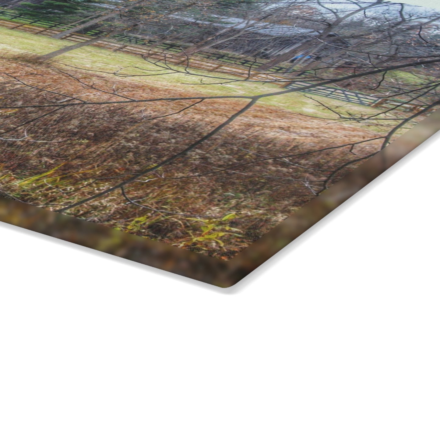 U R There Photography Brewer Road Hidden Grey Rustic Farmhouse Tempered-Glass Cutting Board