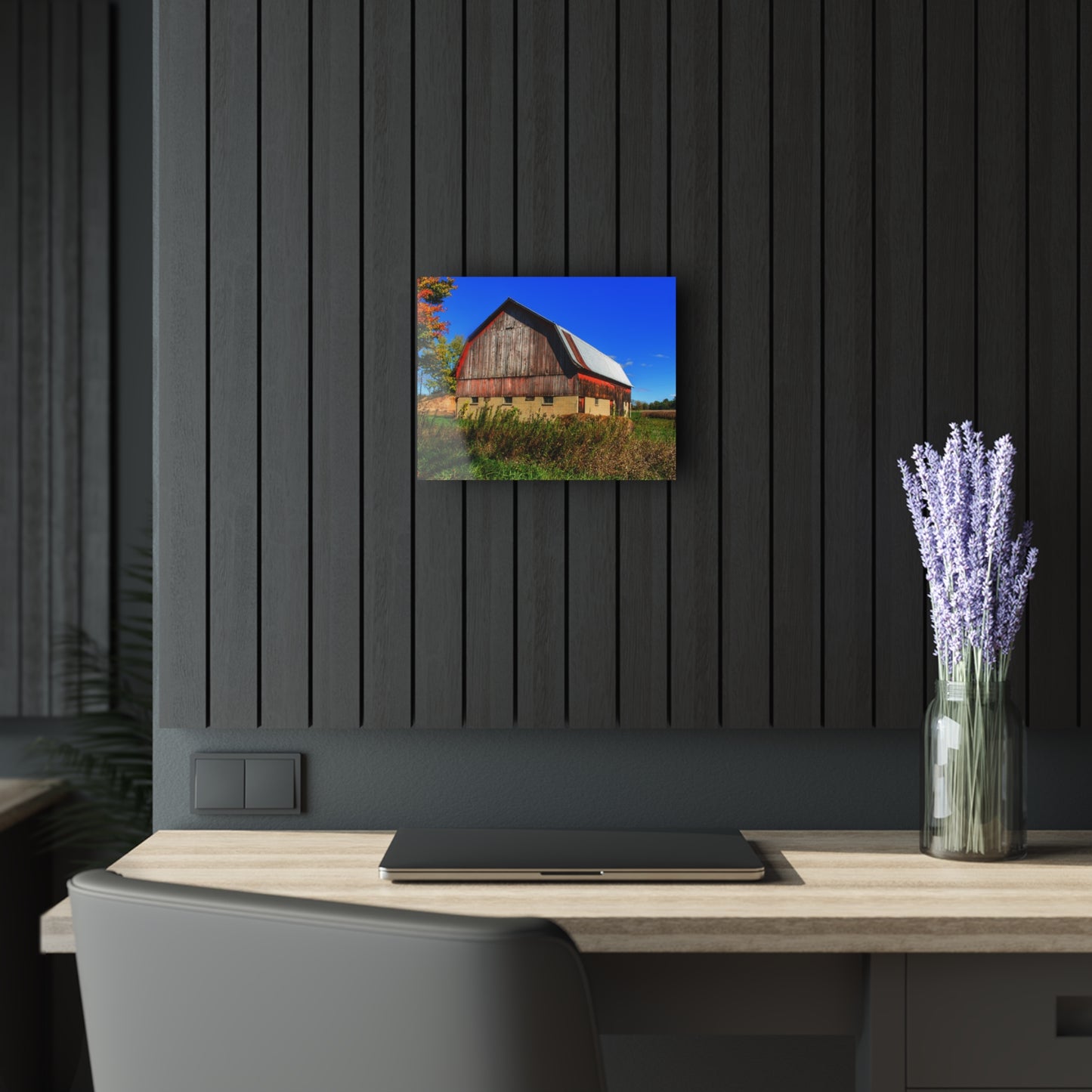 U R There Photography Byington Road Red II Rustic Farmhouse Acrylic Wall Print