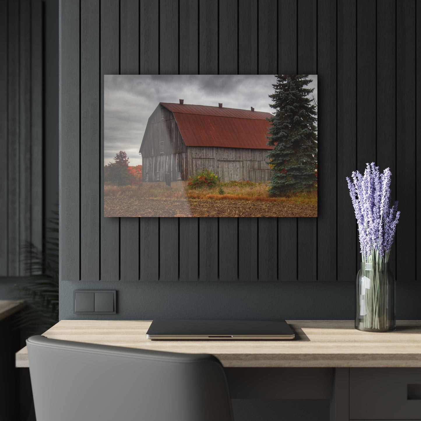 U R There Photography Sheridan Line Road Rusted Grey II Rustic Farmhouse Acrylic Wall Print