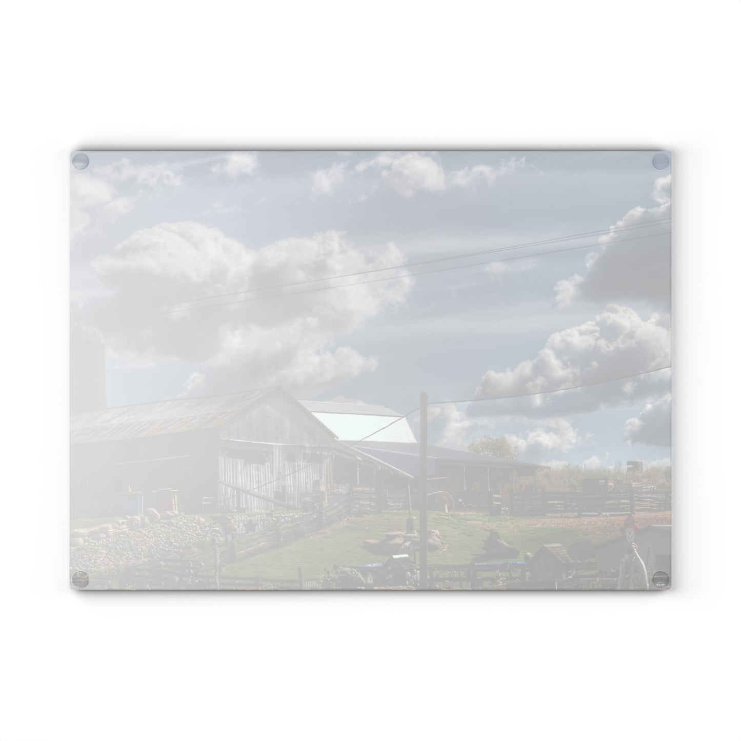 U R There Photography Sutton Road Hay Barn Rustic Farmhouse Tempered-Glass Cutting Board