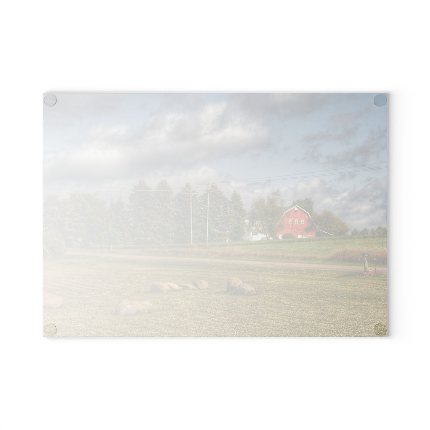 U R There Photography Across the Road Rustic Farmhouse Tempered-Glass Cutting Board