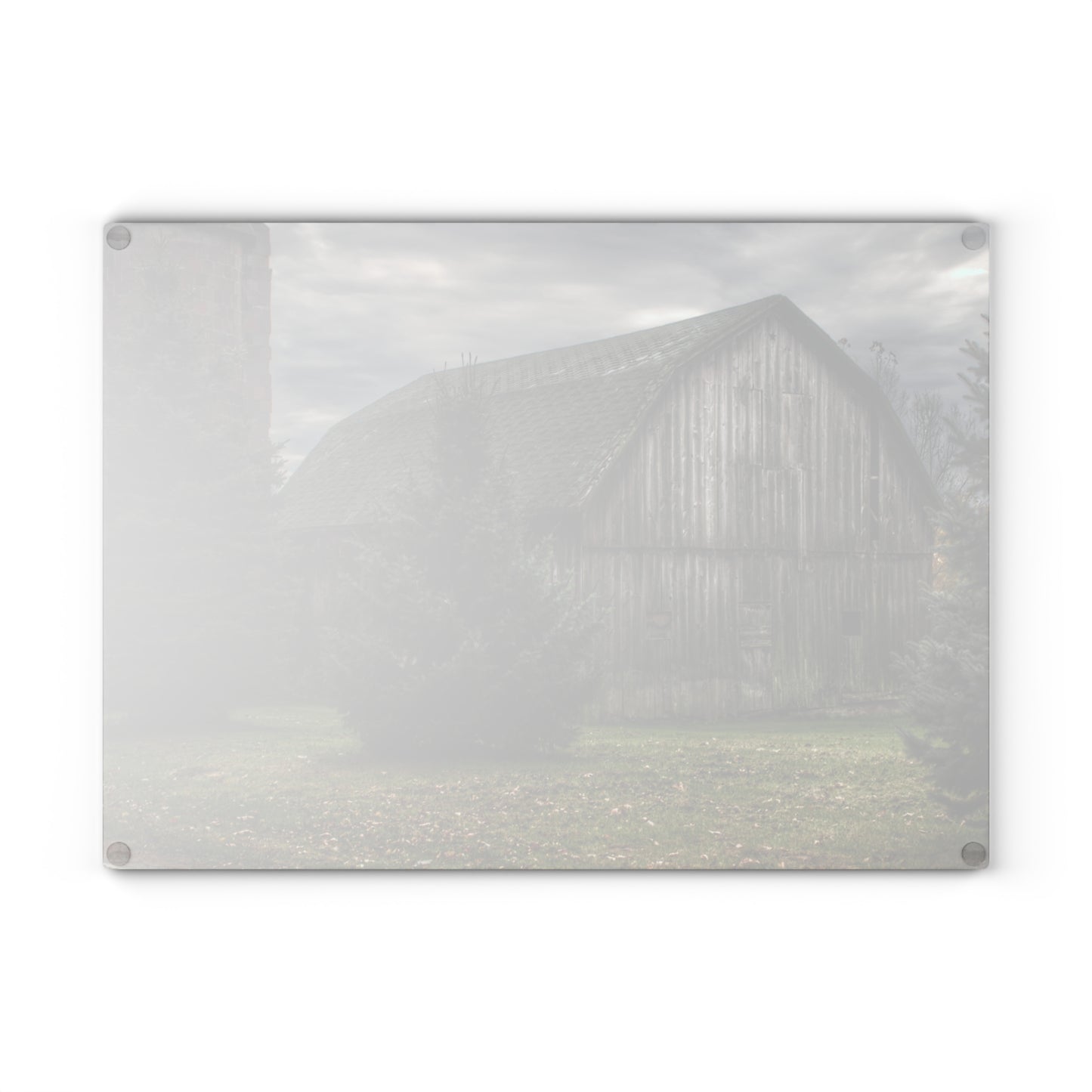U R There Photography Pero Lake Road Grey I Rustic Farmhouse Tempered-Glass Cutting Board