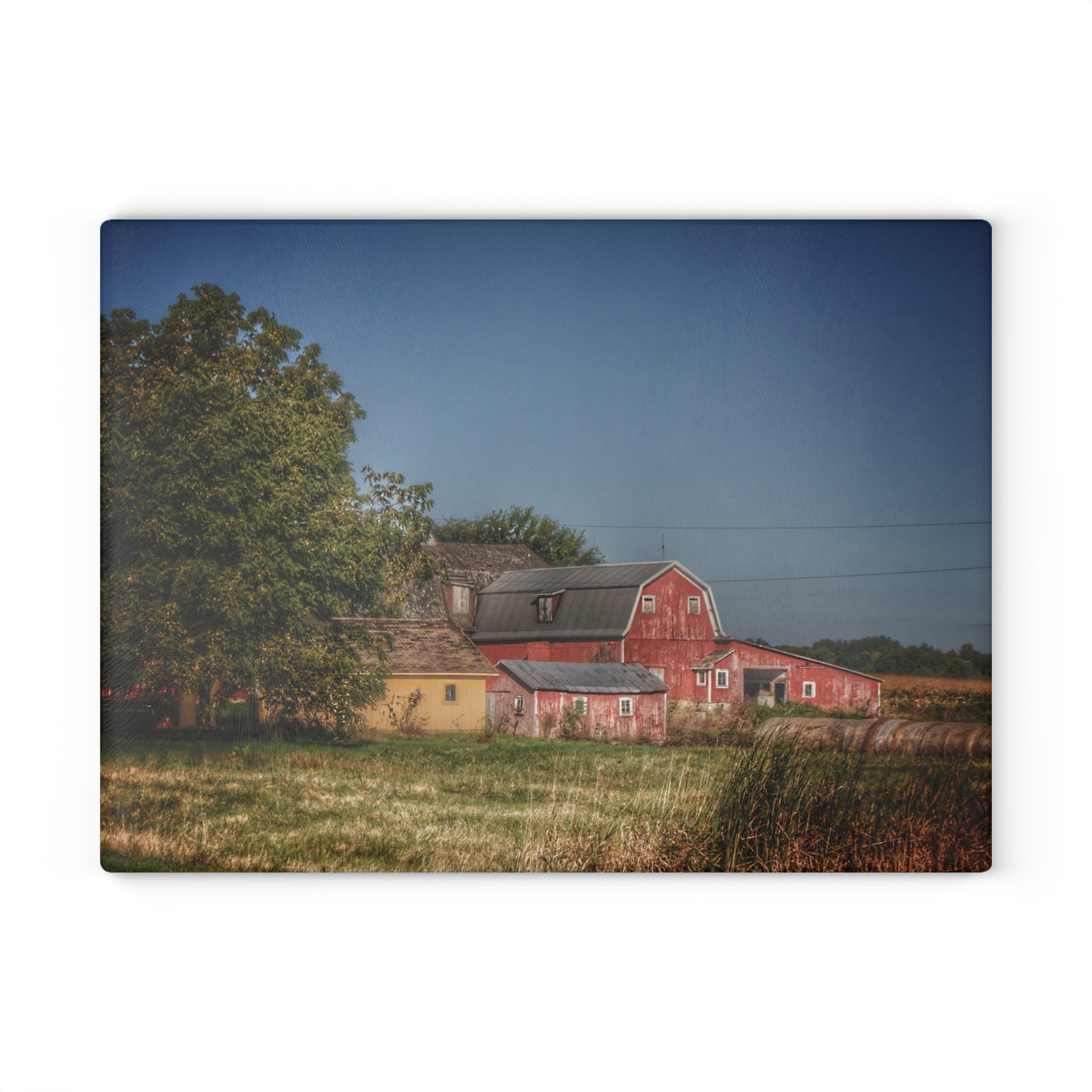 U R There Photography Rochester Road Red I Rustic Farmhouse Tempered-Glass Cutting Board