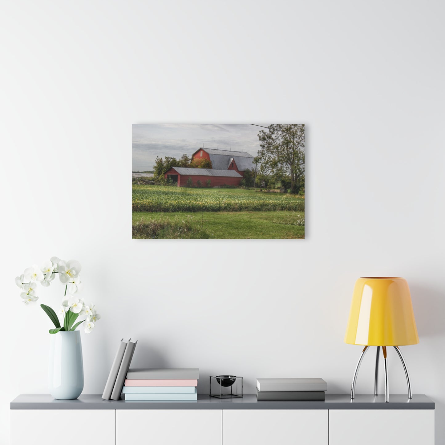U R There Photography West Dodge Road Reds Rustic Farmhouse Acrylic Wall Print