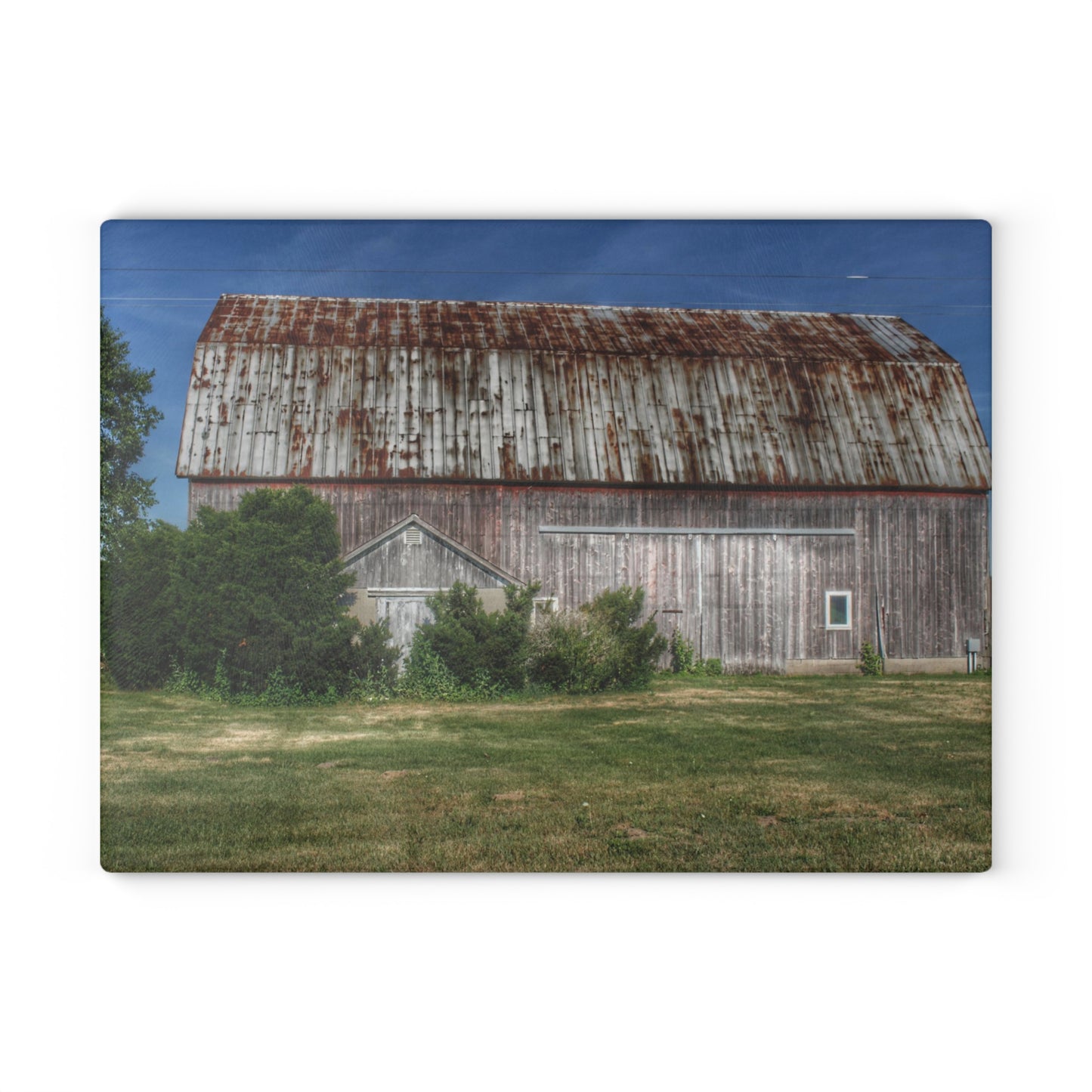U R There Photography Barkley Road Red in Summer I Rustic Farmhouse Tempered-Glass Cutting Board