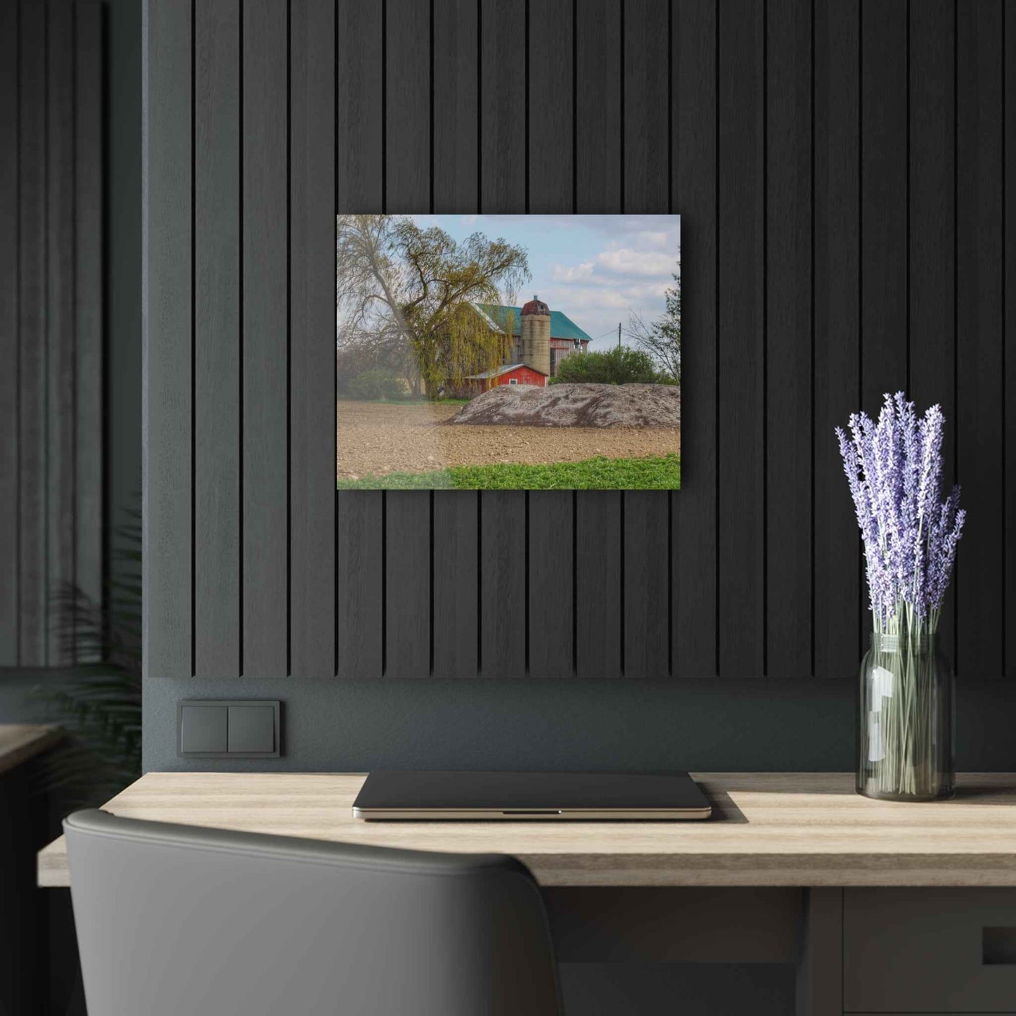 U R There Photography Cedar Creek Road Red Rustic Farmhouse Acrylic Wall Print