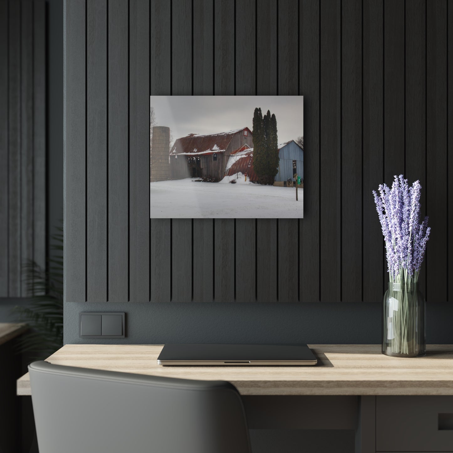 U R There Photography Unionville Grey Rustic Farmhouse Acrylic Wall Print