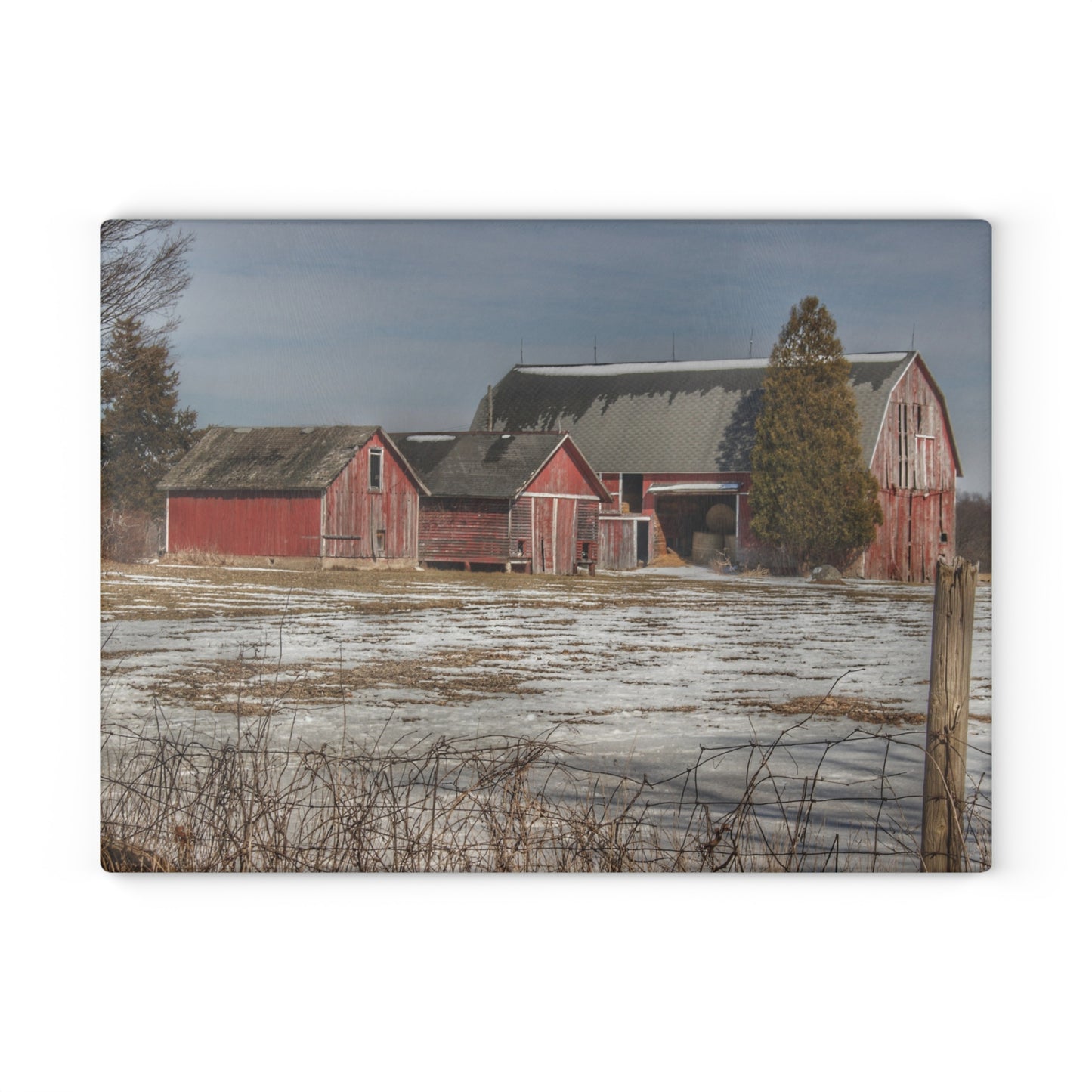 U R There Photography Wilder Road Reds Rustic Farmhouse Tempered-Glass Cutting Board
