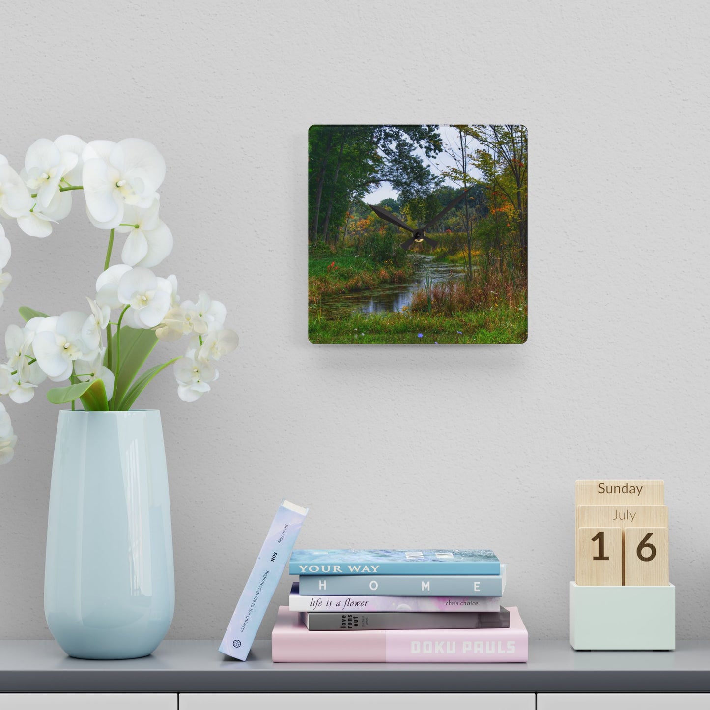 Rustic Farmhouse Wall Clock Featuring A River Runs Through It