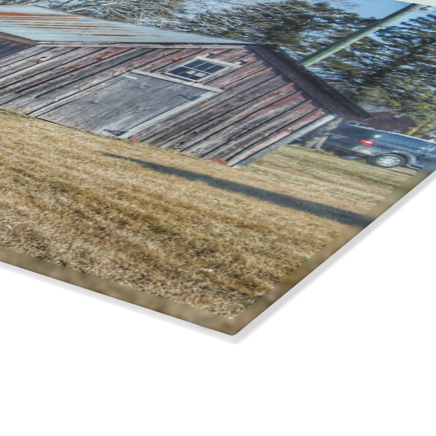 U R There Photography Ray Center Roadside Shack Rustic Farmhouse Tempered-Glass Cutting Board
