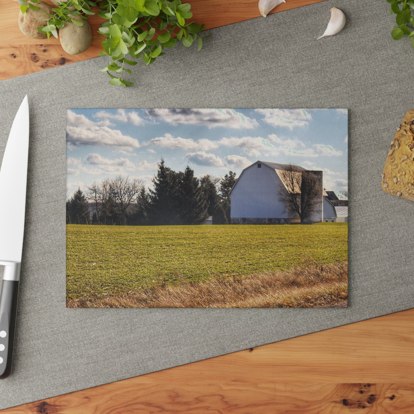 U R There Photography Sandusky White Rustic Farmhouse Tempered-Glass Cutting Board