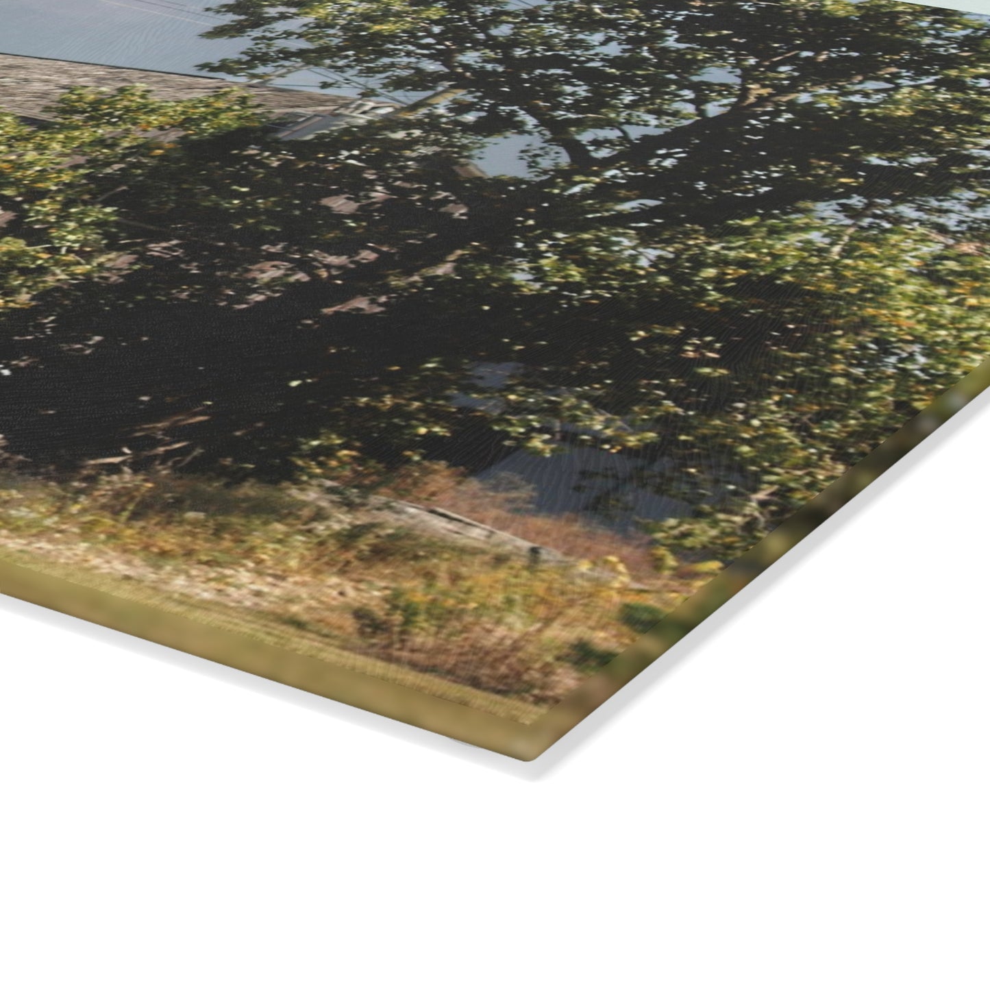 U R There Photography Barnes Road Grey Rustic Farmhouse Tempered-Glass Cutting Board