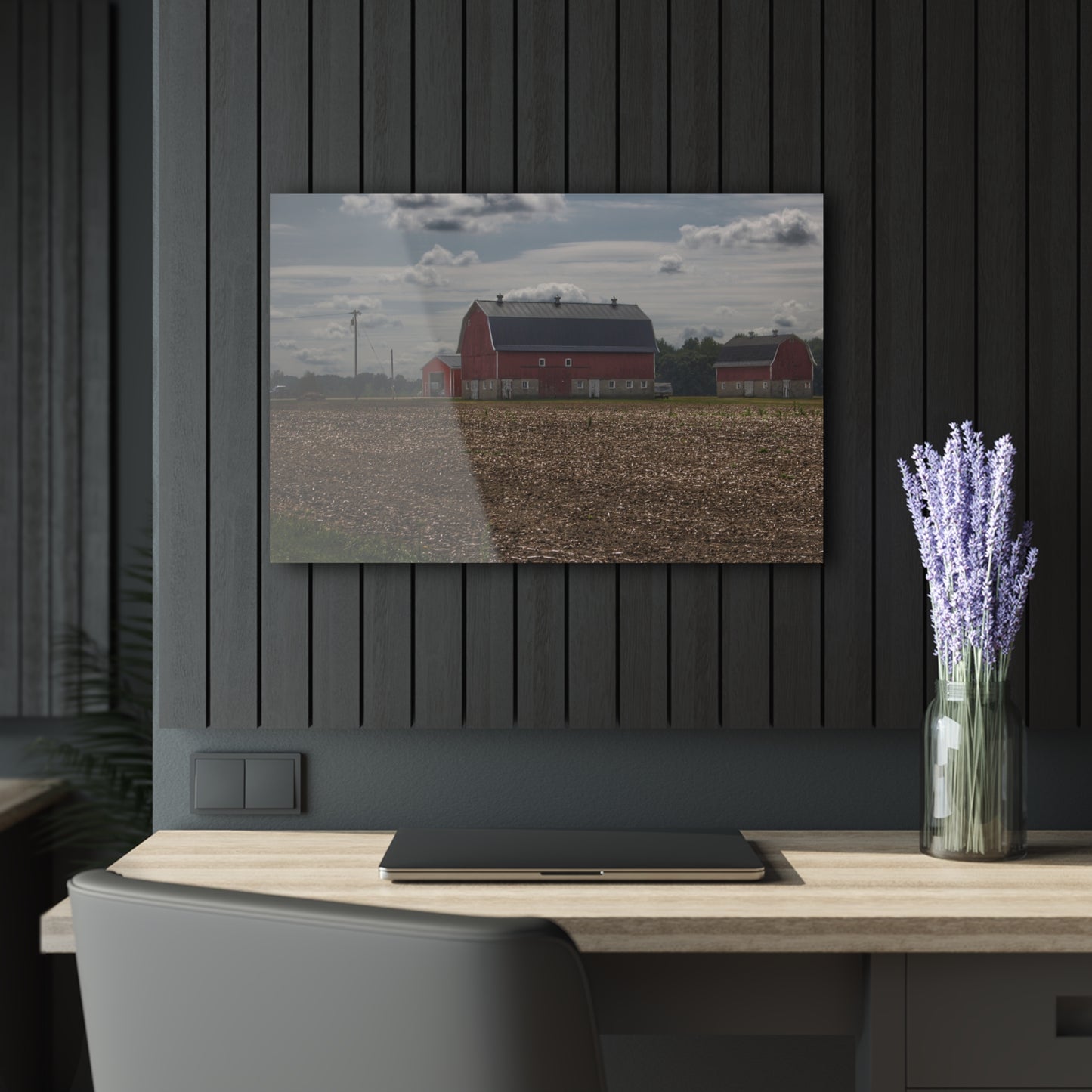 U R There Photography Wheeling Road Red Rustic Farmhouse Acrylic Wall Print