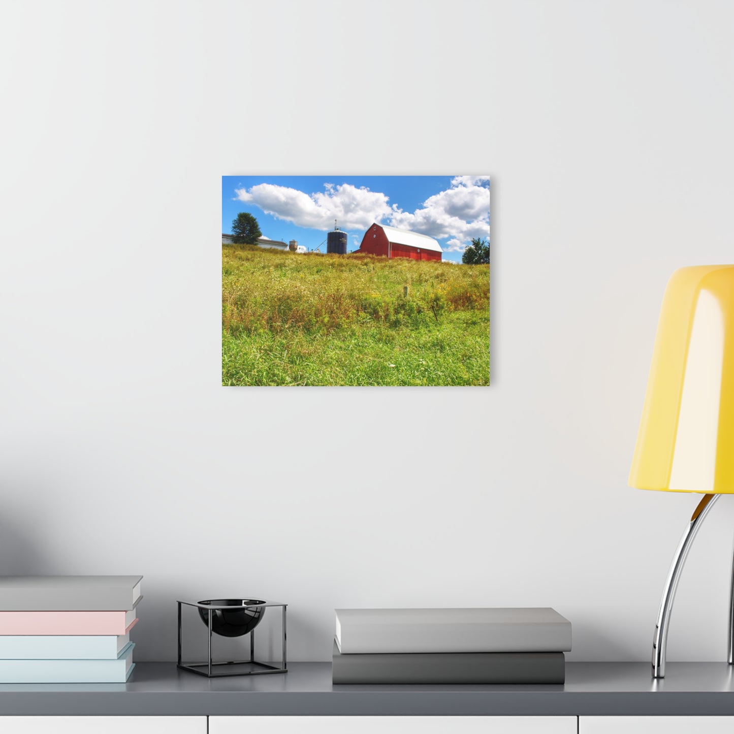 U R There Photography South Henderson Road Hilltop Red II Rustic Farmhouse Acrylic Wall Print