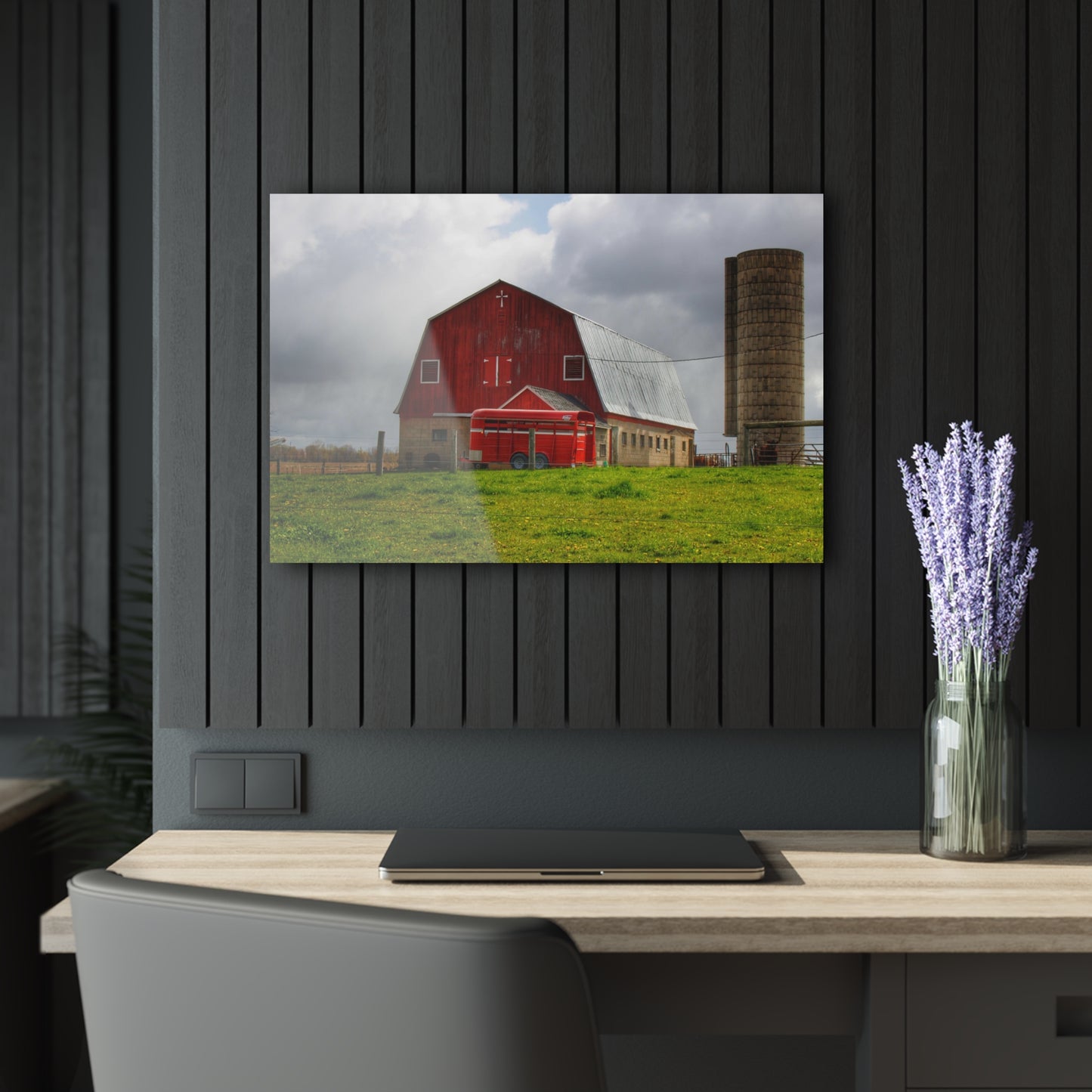 U R There Photography Clothier Road Red and Silo Rustic Farmhouse Acrylic Wall Print