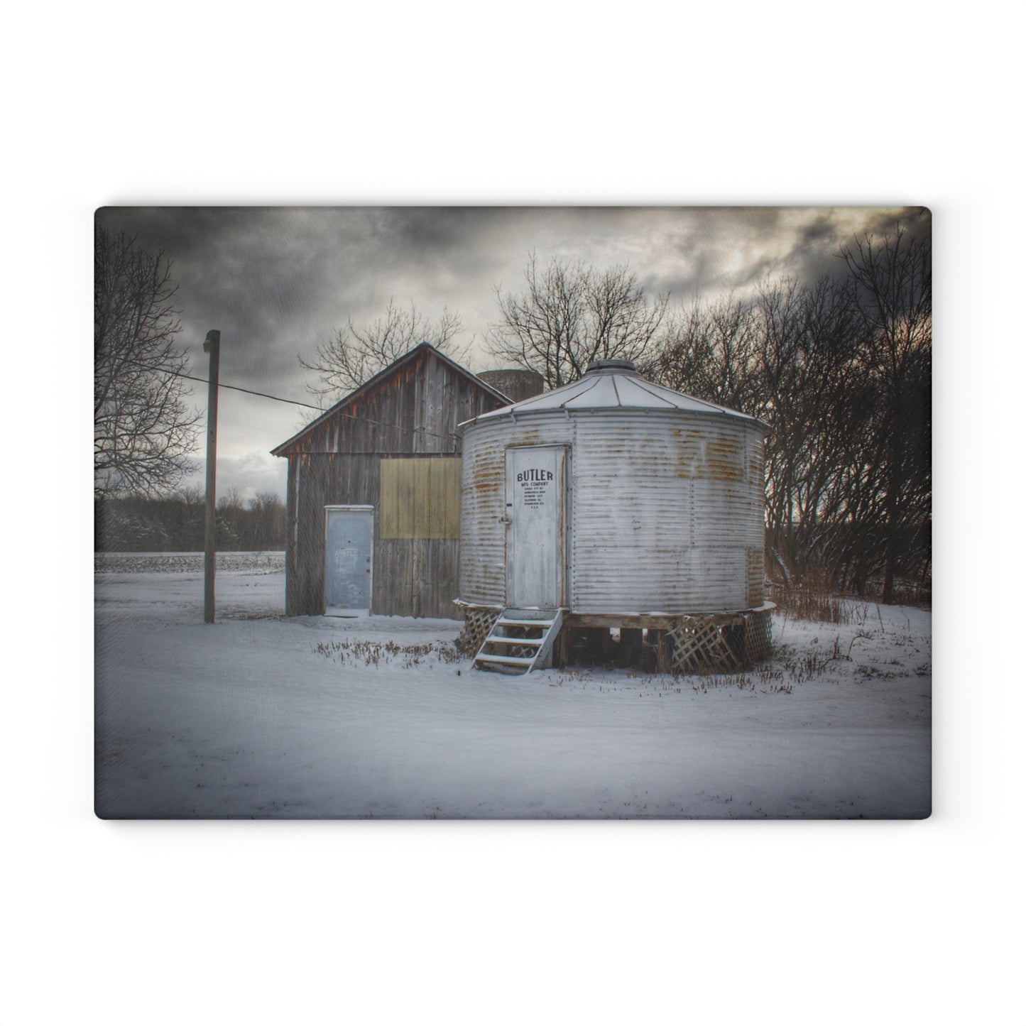 U R There Photography Vassar Silo and Shack Rustic Farmhouse Tempered-Glass Cutting Board