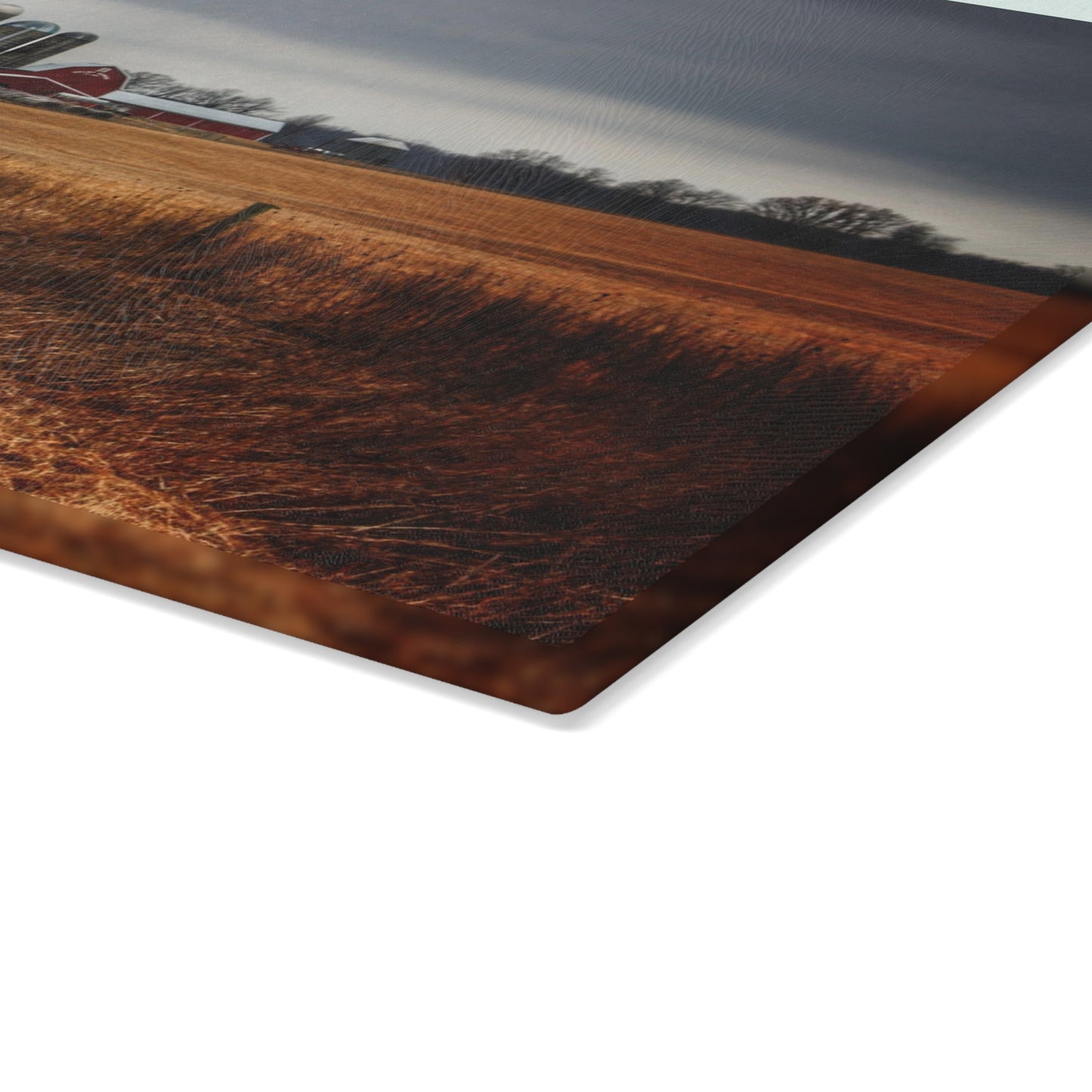 U R There Photography Across the Field on Daley Road Rustic Farmhouse Tempered-Glass Cutting Board