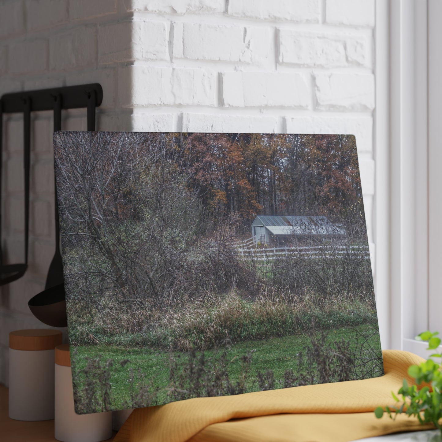 U R There Photography Shifman Road Stable Rustic Farmhouse Tempered-Glass Cutting Board