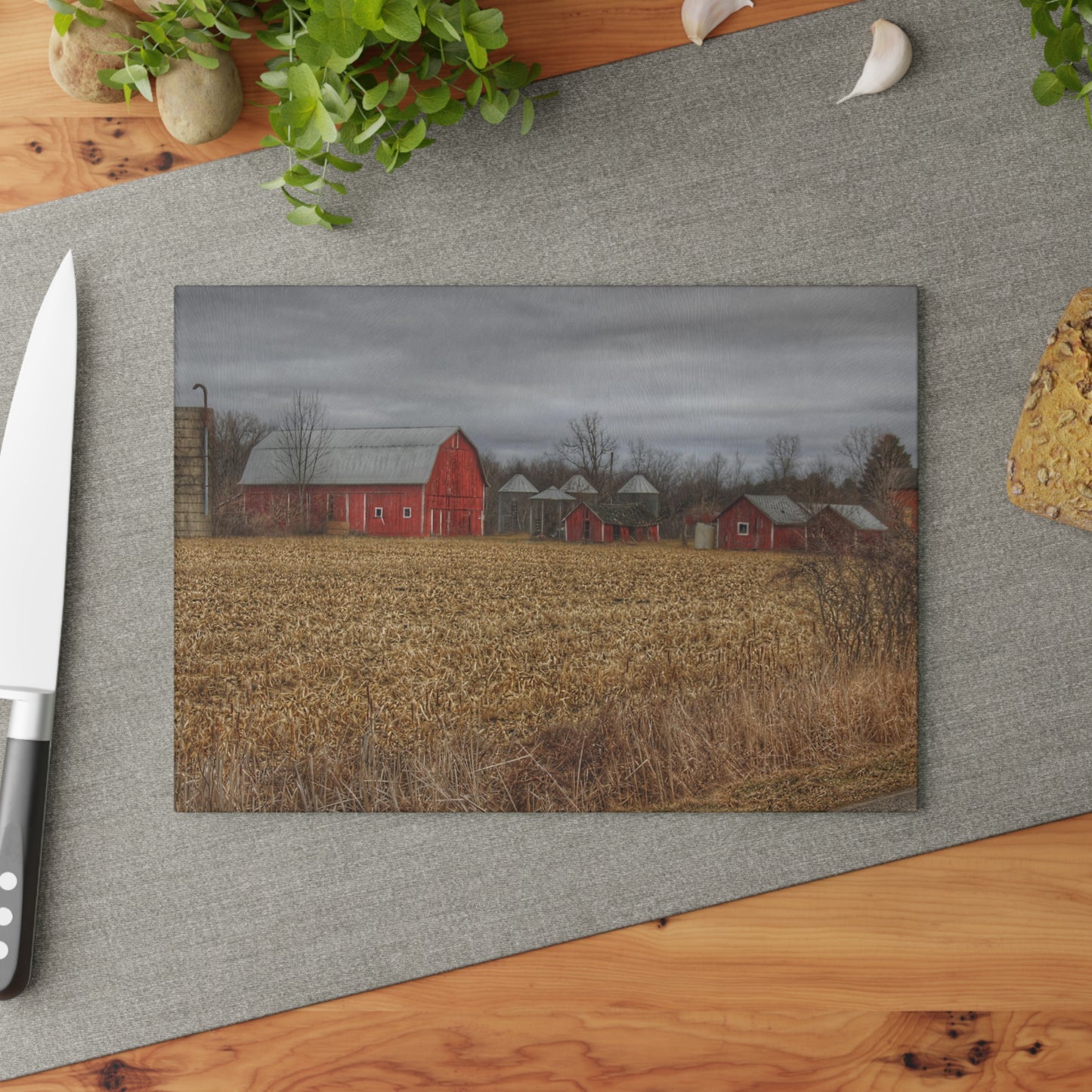 U R There Photography Barns of Arbela II Rustic Farmhouse Tempered-Glass Cutting Board