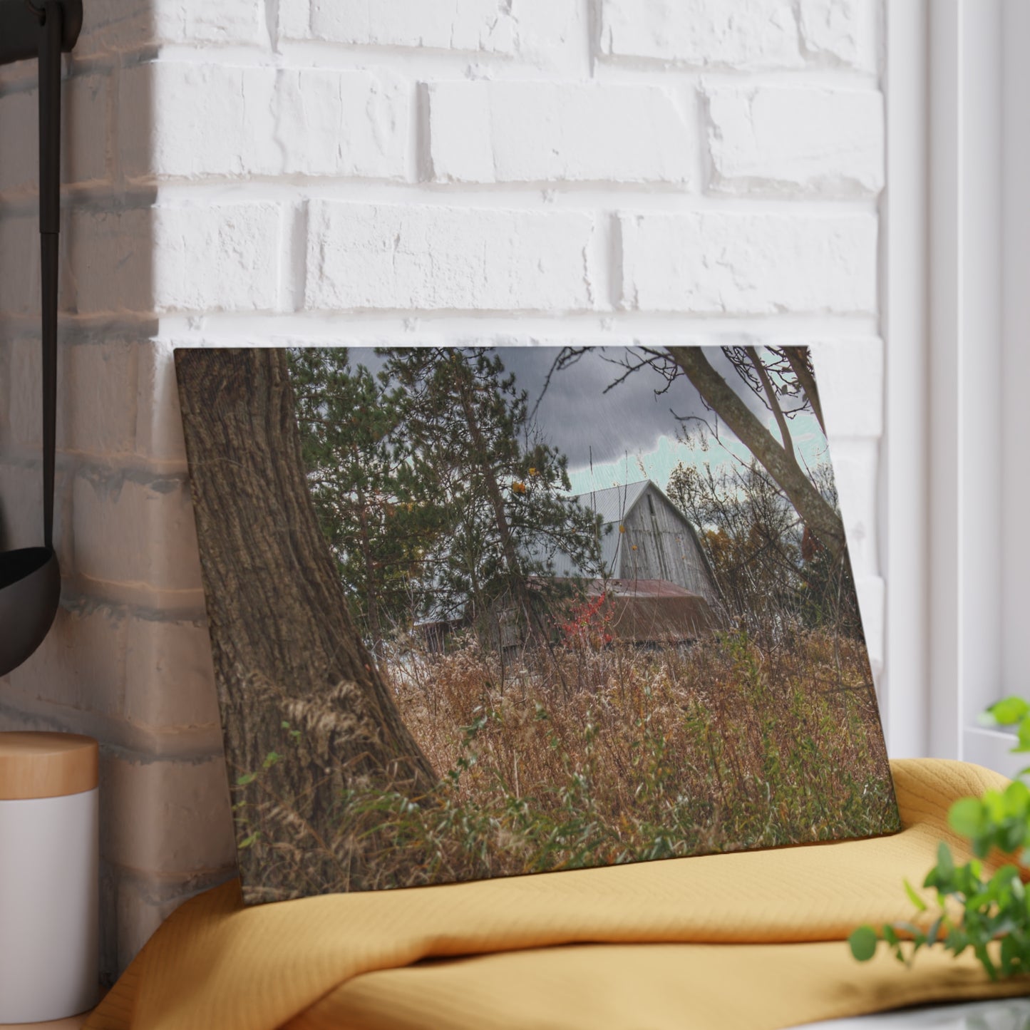 U R There Photography Booth Road Hidden Greys Rustic Farmhouse Tempered-Glass Cutting Board