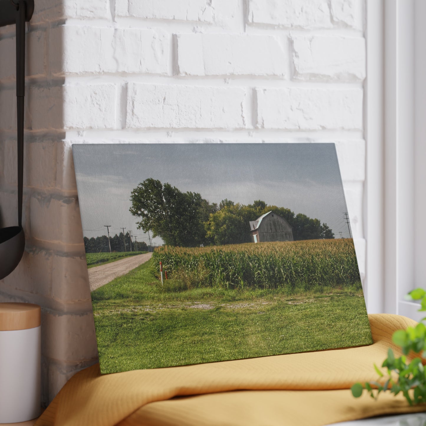 U R There Photography Quanicassee Road Grey Rustic Farmhouse Tempered-Glass Cutting Board