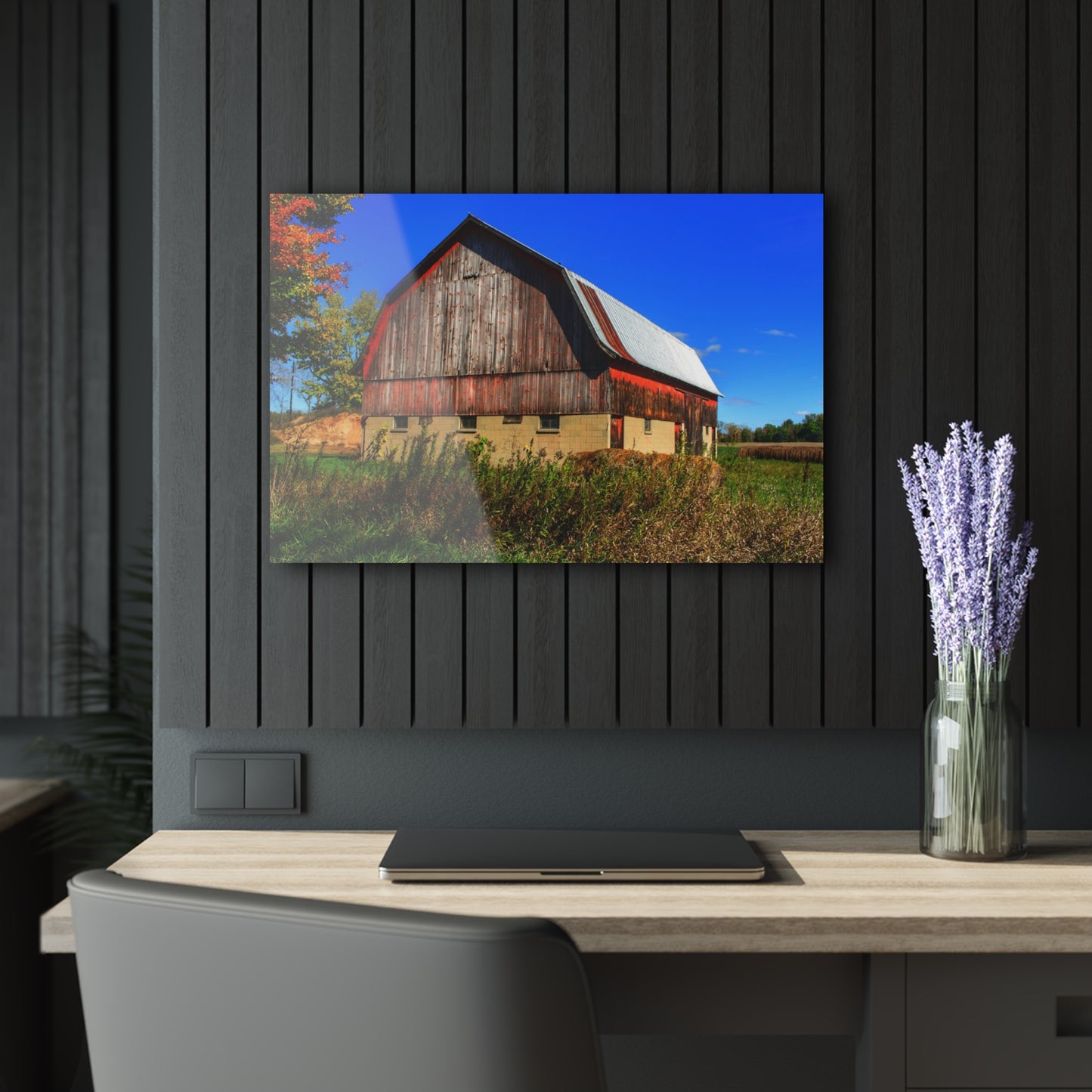 U R There Photography Byington Road Red II Rustic Farmhouse Acrylic Wall Print
