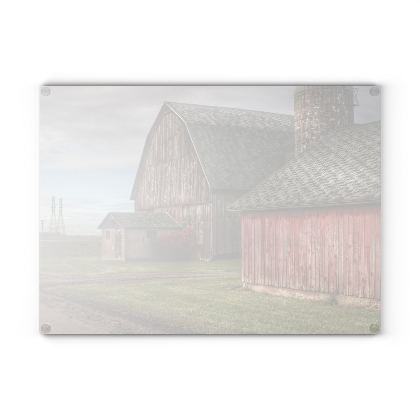 U R There Photography Roedel Roadside Reds III Rustic Farmhouse Tempered-Glass Cutting Board