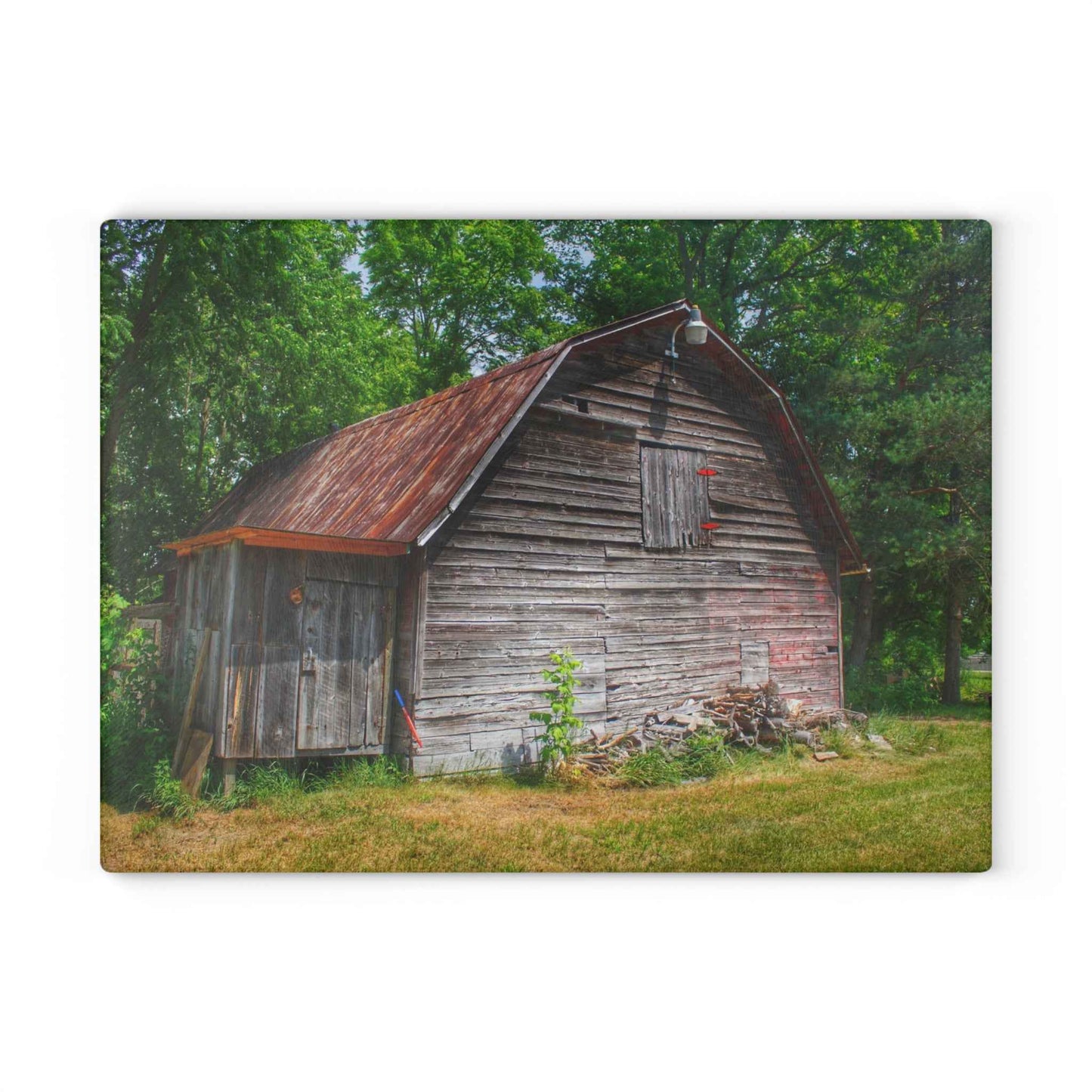 U R There Photography Roadside Grey Rustic Farmhouse Tempered-Glass Cutting Board