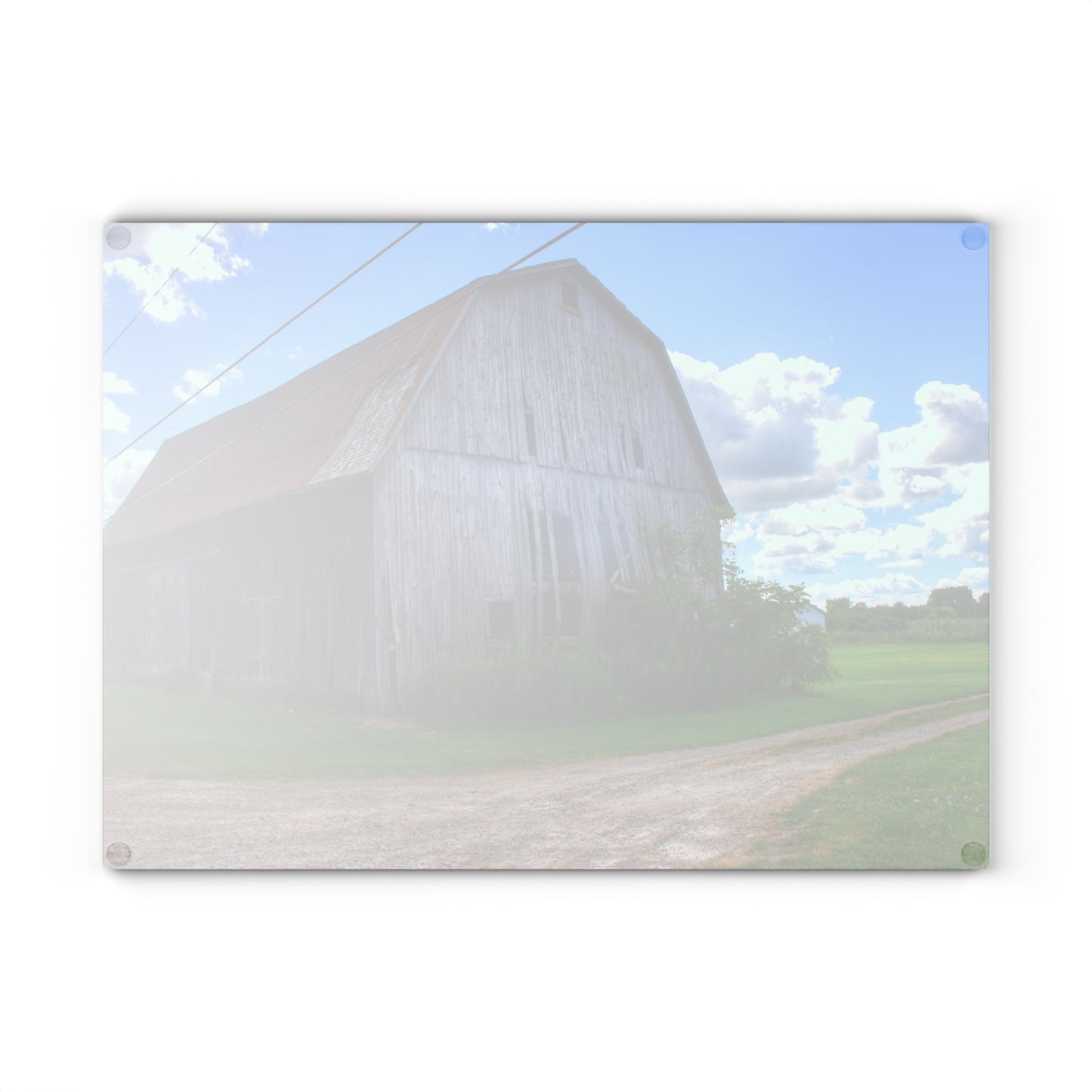 U R There Photography Schoenherr Road Grey I Rustic Farmhouse Tempered-Glass Cutting Board