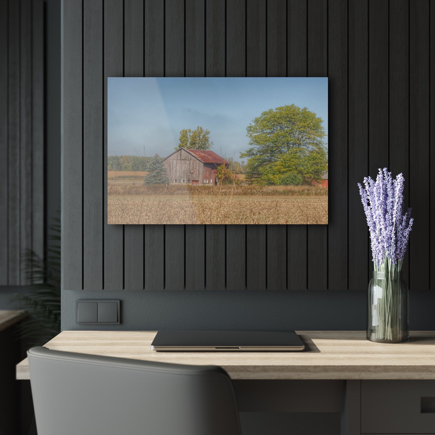 U R There Photography Brown City Wellman Line Road Little Red Rustic Farmhouse Acrylic Wall Print