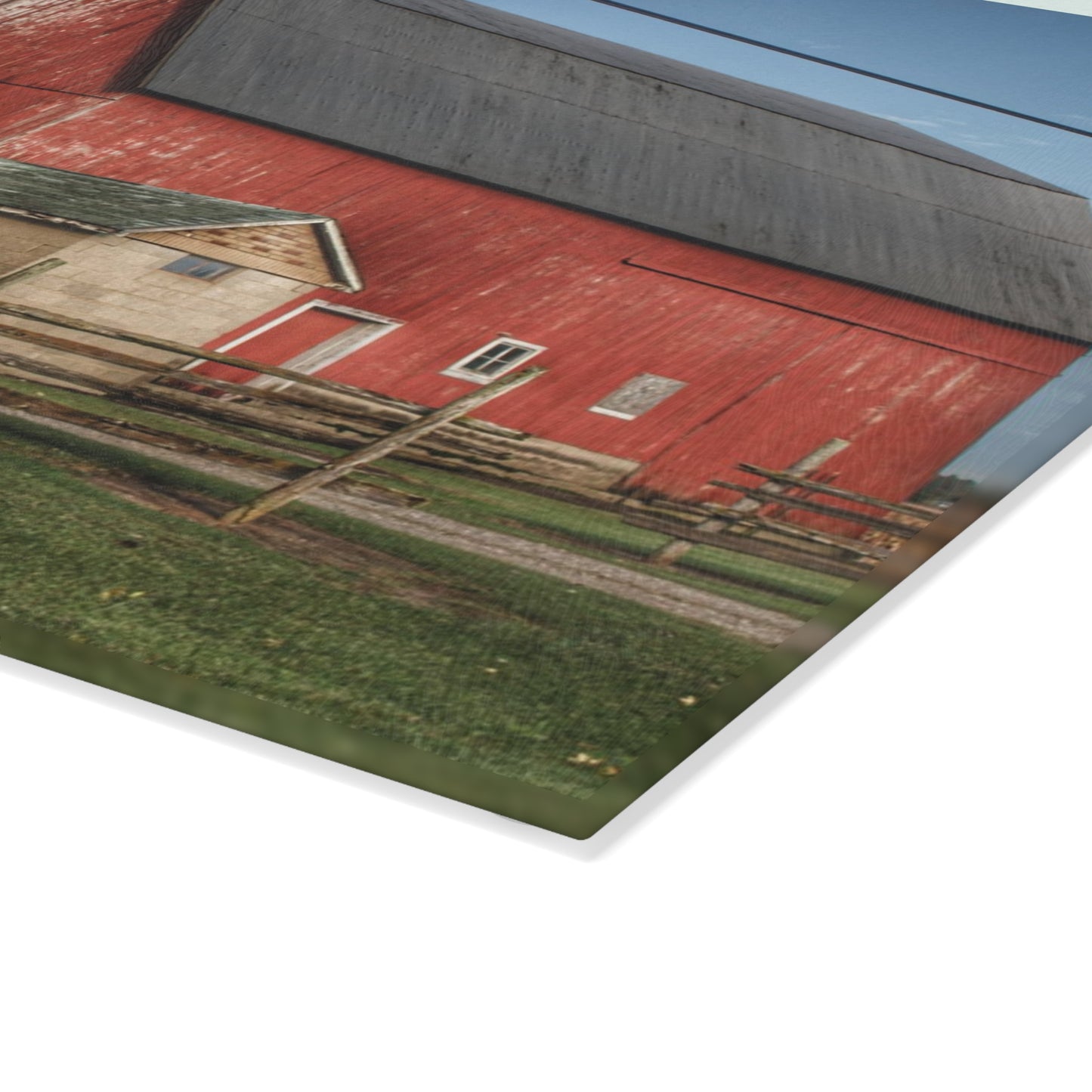 U R There Photography Brown City Lincoln Street Red Rustic Farmhouse Tempered-Glass Cutting Board