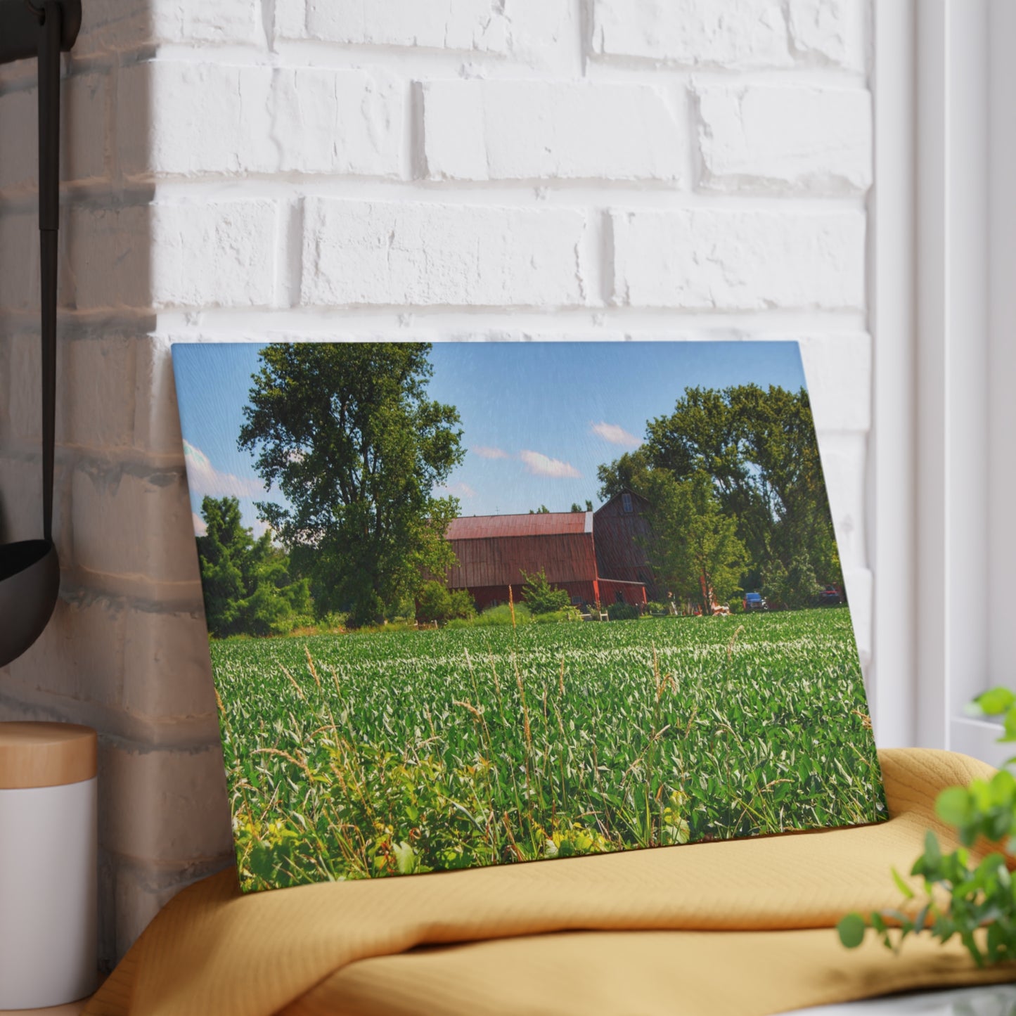 U R There Photography Canada Road Hidden Red Rustic Farmhouse Tempered-Glass Cutting Board