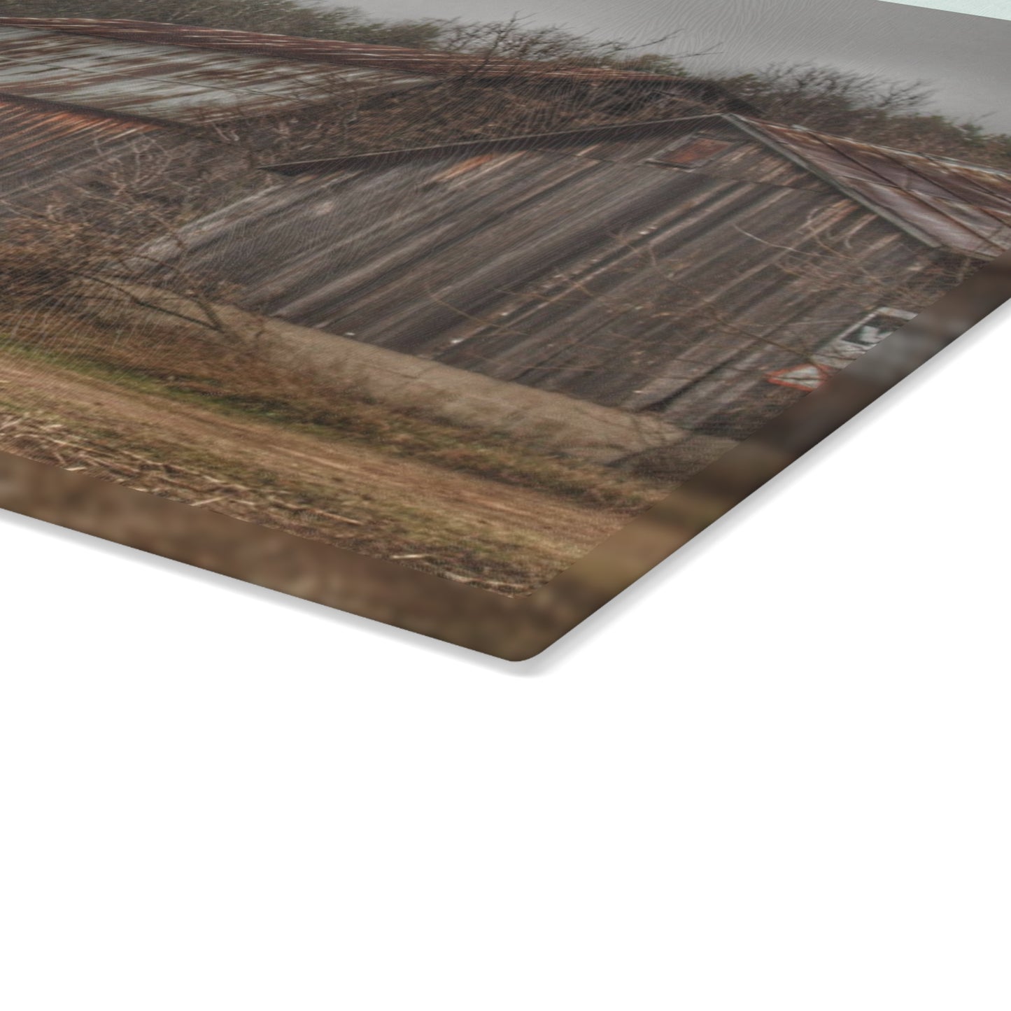 U R There Photography Arbela Road Greys Rustic Farmhouse Tempered-Glass Cutting Board