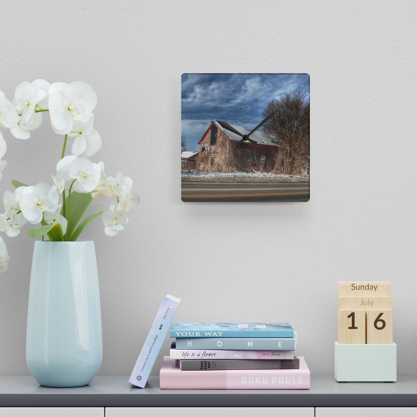 U R There Photography Almont Van Dyke Red II Rustic Farmhouse Acrylic Analog Wall Clock