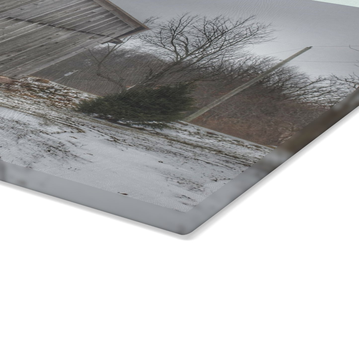 U R There Photography Sutton Road Patriot Grey I Rustic Farmhouse Tempered-Glass Cutting Board