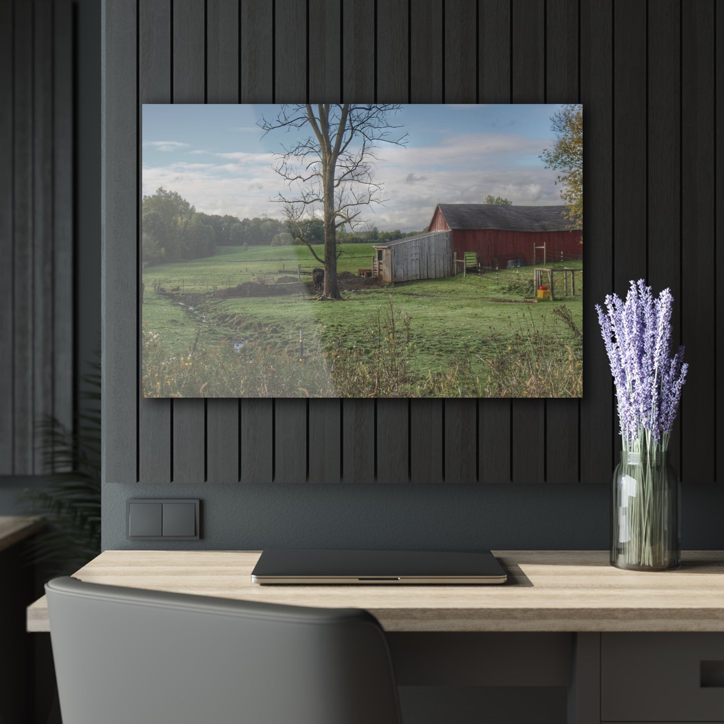 U R There Photography West Oregon Road Hidden Red III Rustic Farmhouse Acrylic Wall Print