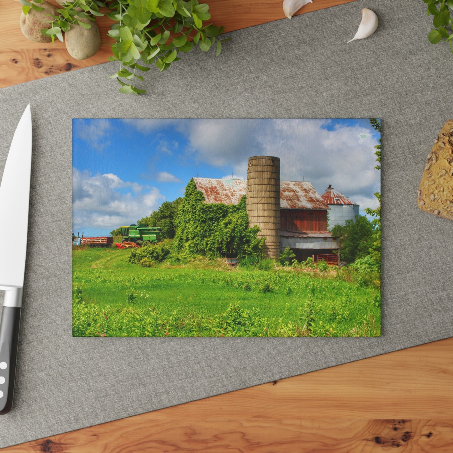U R There Photography Slattery Rusted Red Rustic Farmhouse Tempered-Glass Cutting Board