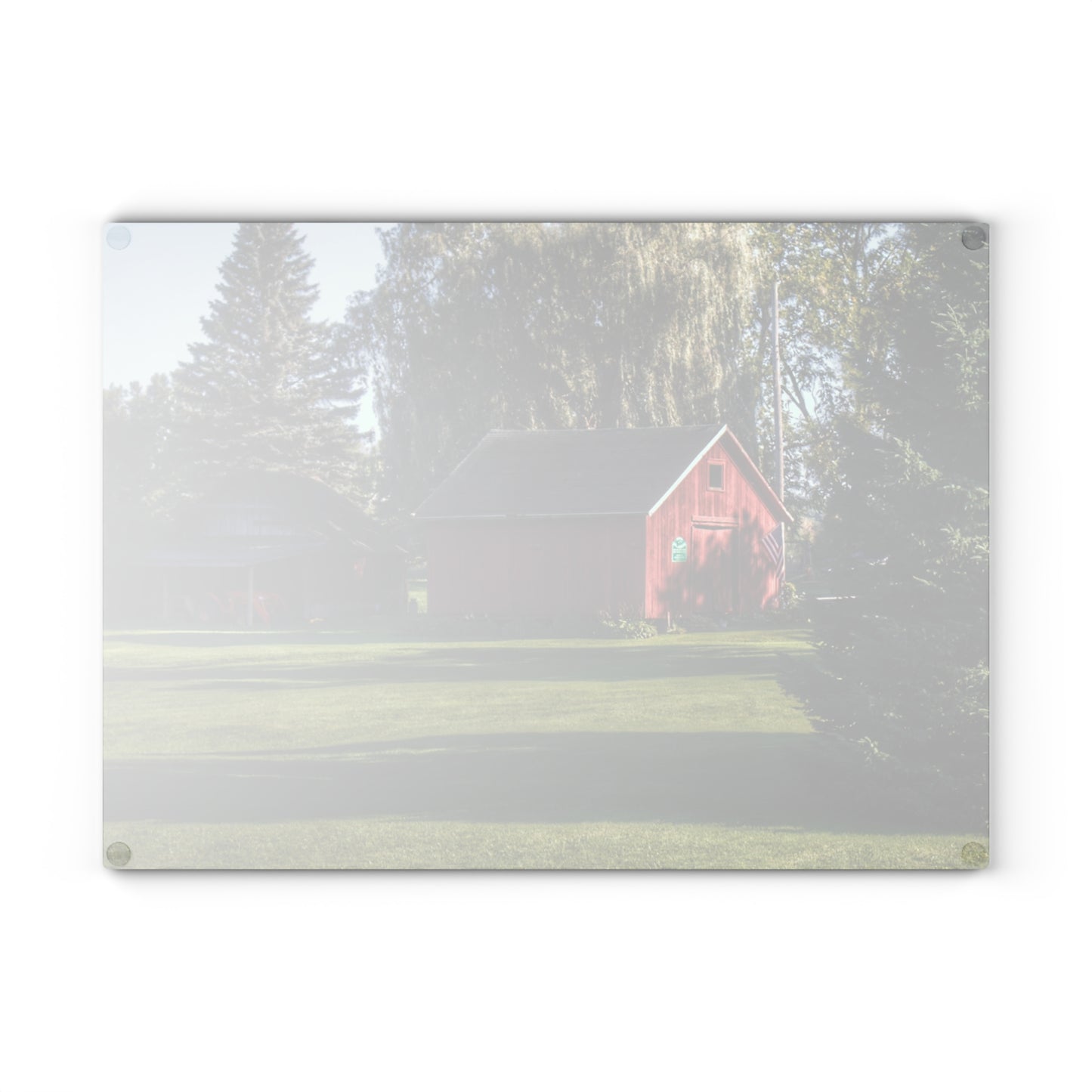 U R There Photography Rochester Road Mini-Reds Rustic Farmhouse Tempered-Glass Cutting Board