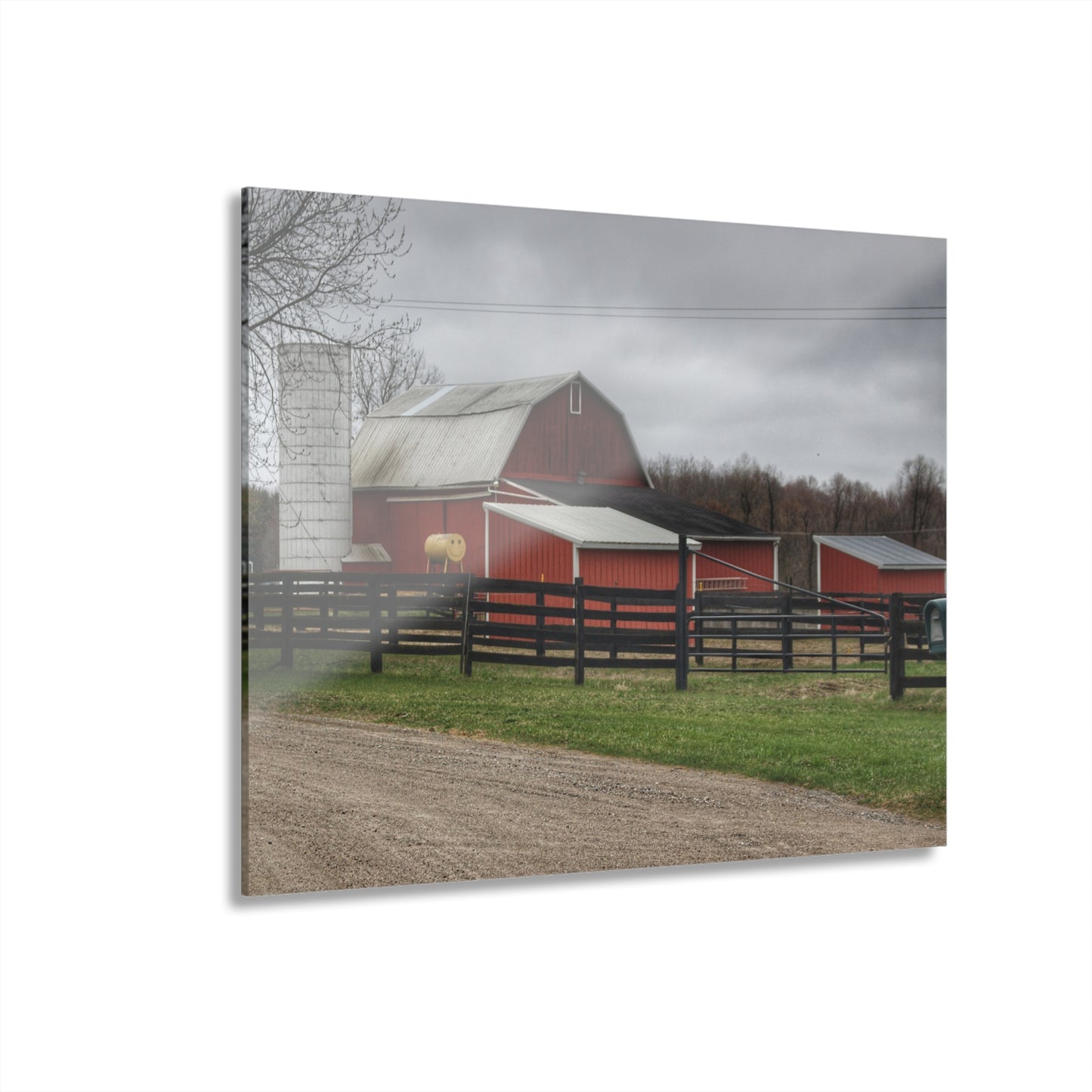 U R There Photography West Lake Road Happy Barn Rustic Farmhouse Acrylic Wall Print