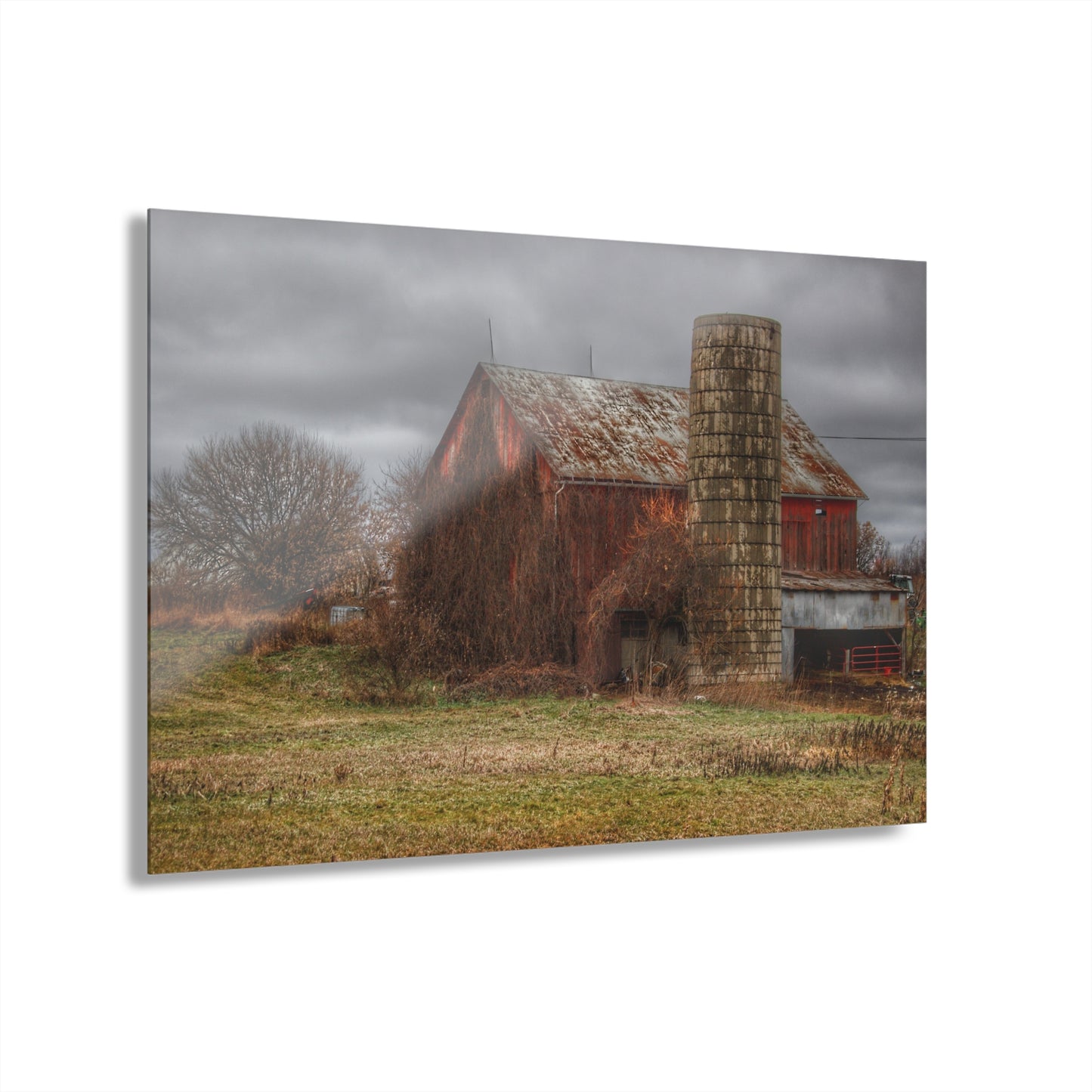 U R There Photography Slattery Road Old Red and Silo I Rustic Farmhouse Acrylic Wall Print