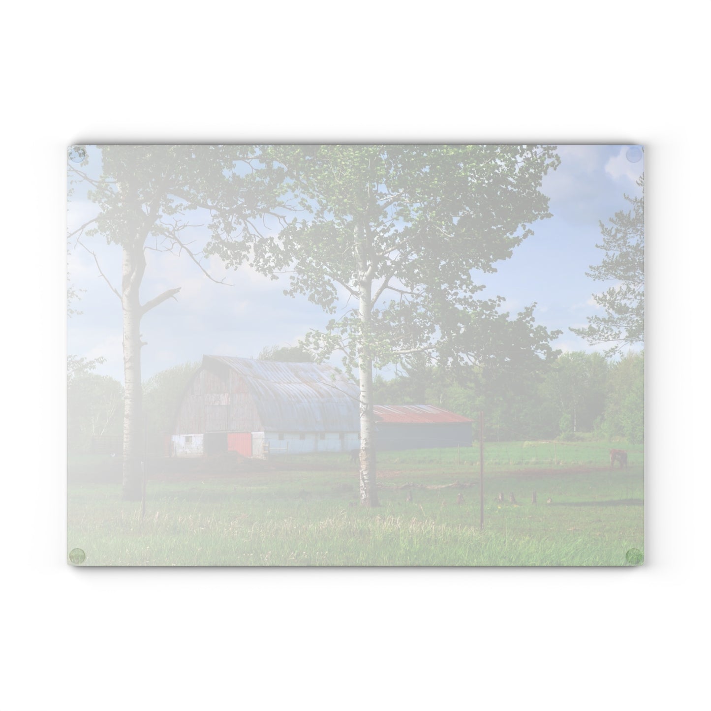 U R There Photography Shepard Road Hillman Red Rustic Farmhouse Tempered-Glass Cutting Board