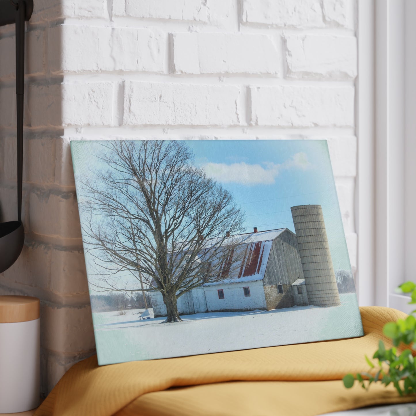 U R There Photography Barnes Road White Rustic Farmhouse Tempered-Glass Cutting Board