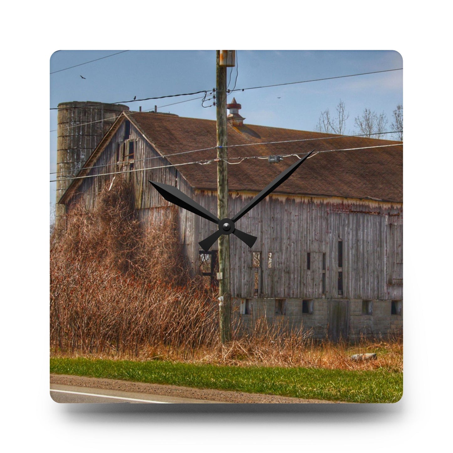U R There Photography Metamora M-24 Grey III Rustic Farmhouse Acrylic Analog Wall Clock