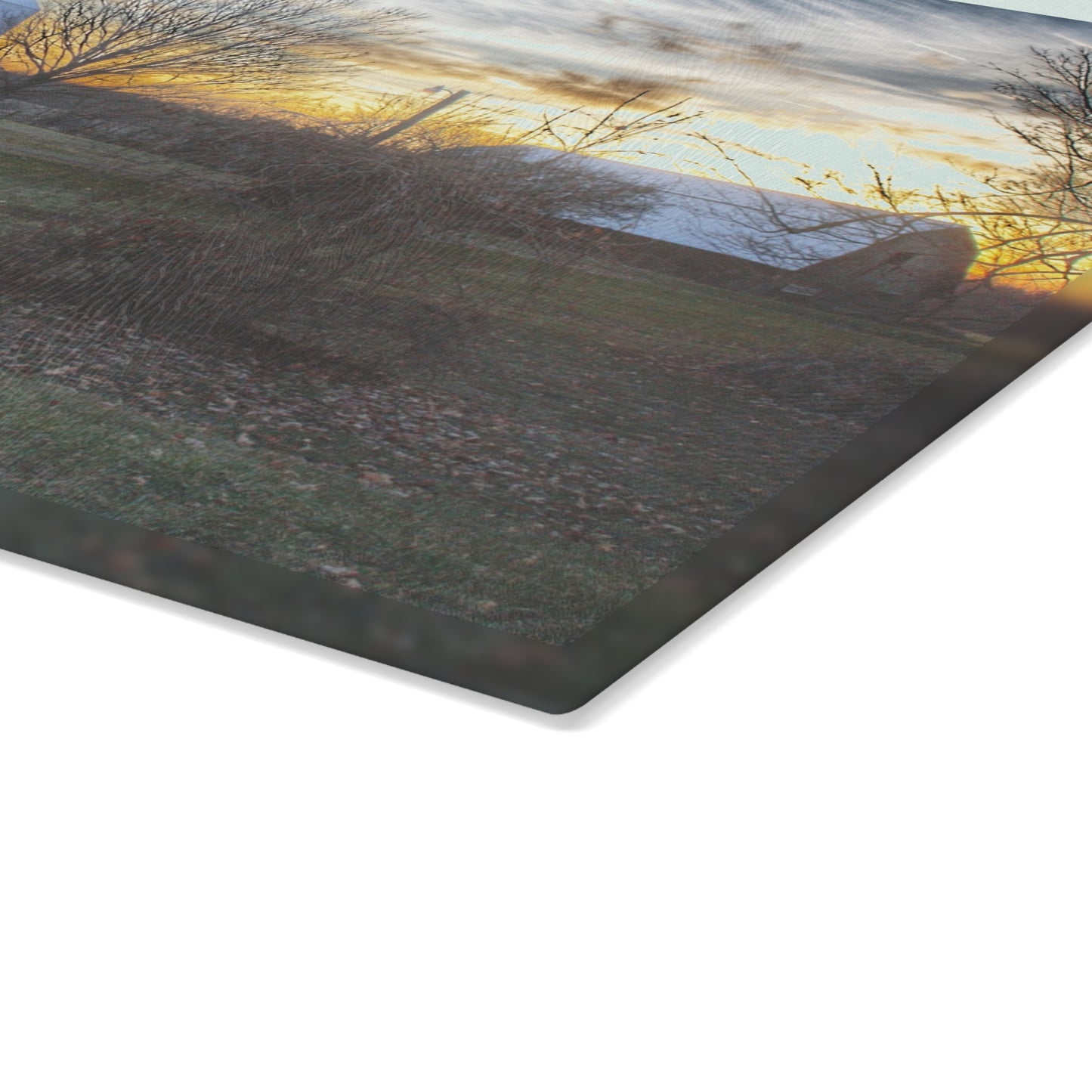 U R There Photography Ortonville Red Rustic Farmhouse Tempered-Glass Cutting Board