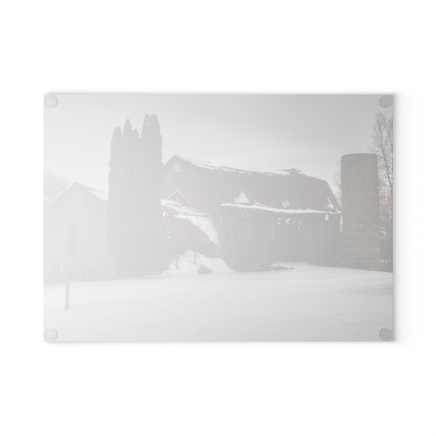 U R There Photography Unionville Grey Rustic Farmhouse Tempered-Glass Cutting Board