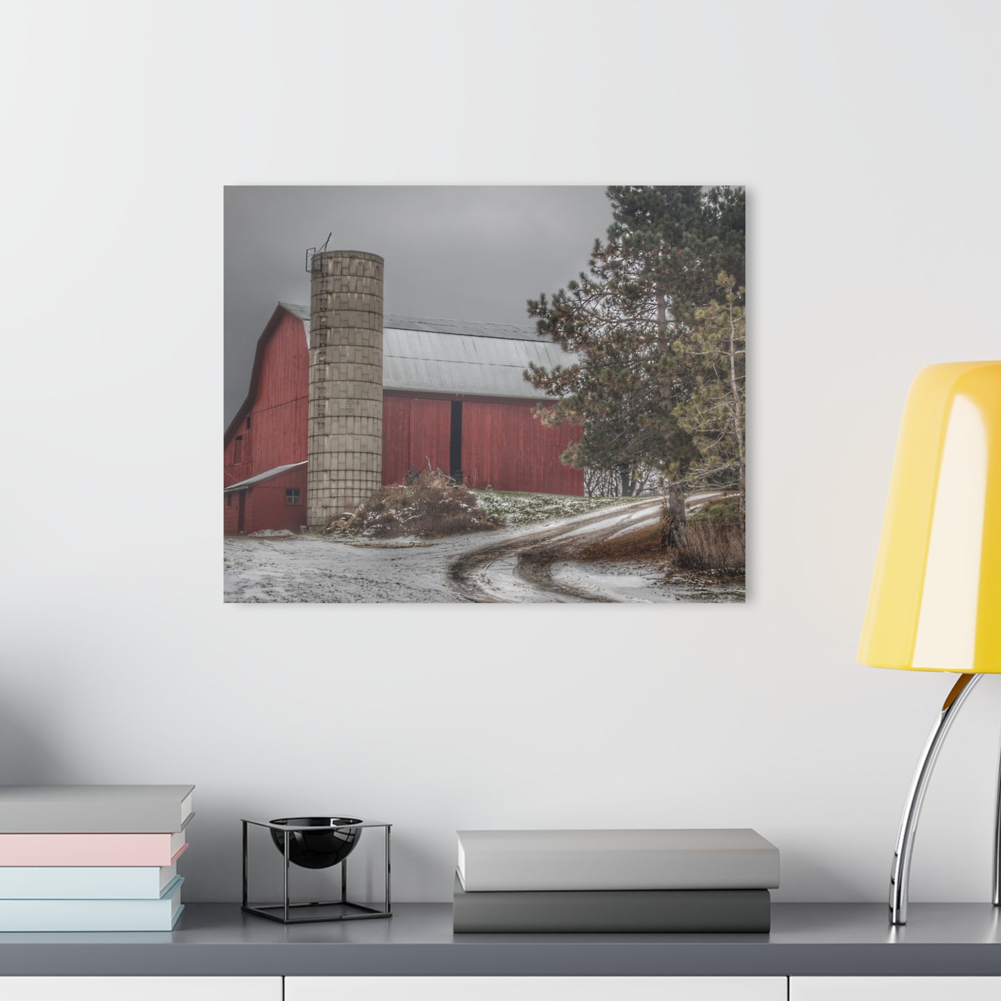 U R There Photography South Kirk Road Red Rustic Farmhouse Acrylic Wall Print