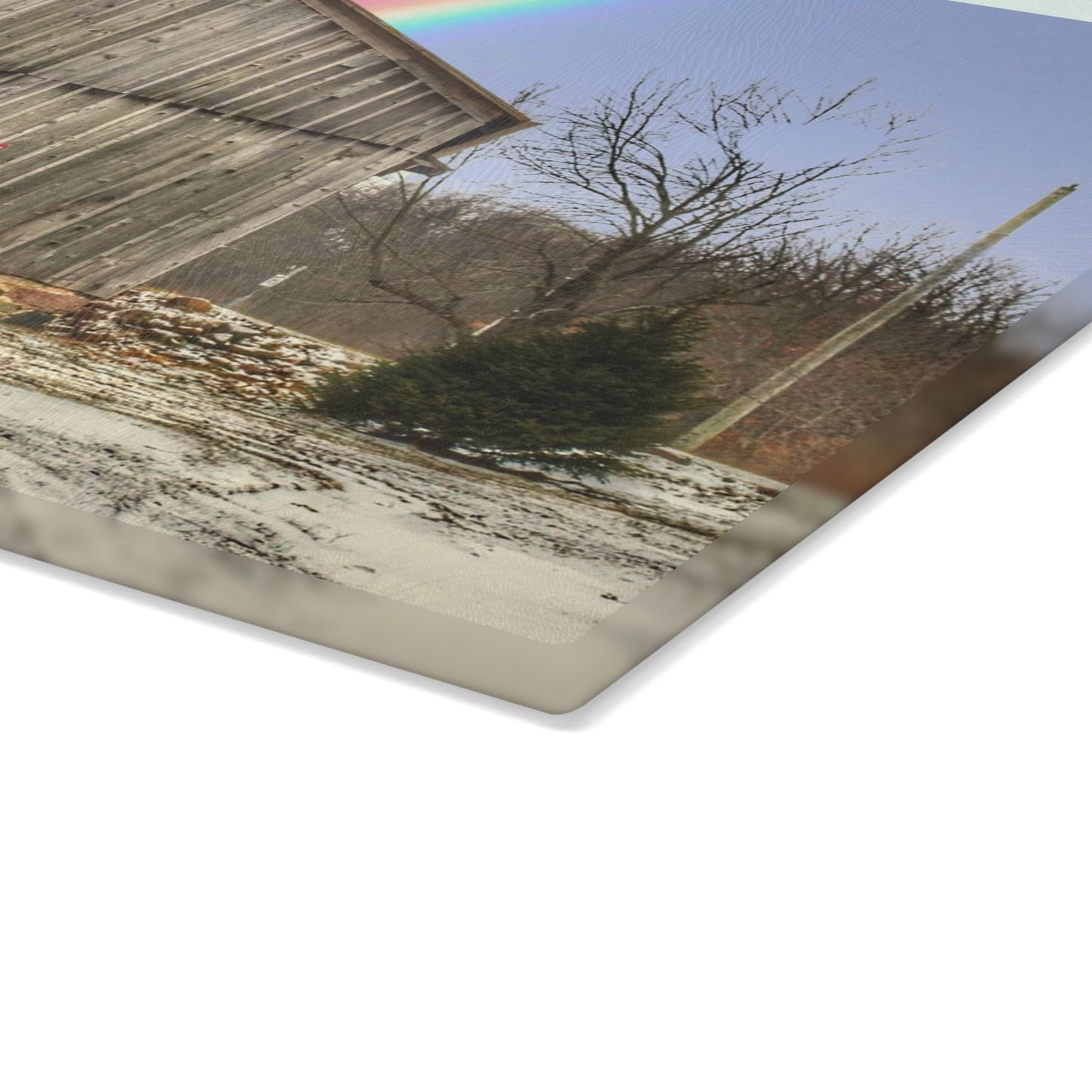 U R There Photography Barn Blessings on Sutton Road Rustic Farmhouse Tempered-Glass Cutting Board 8"x 11"