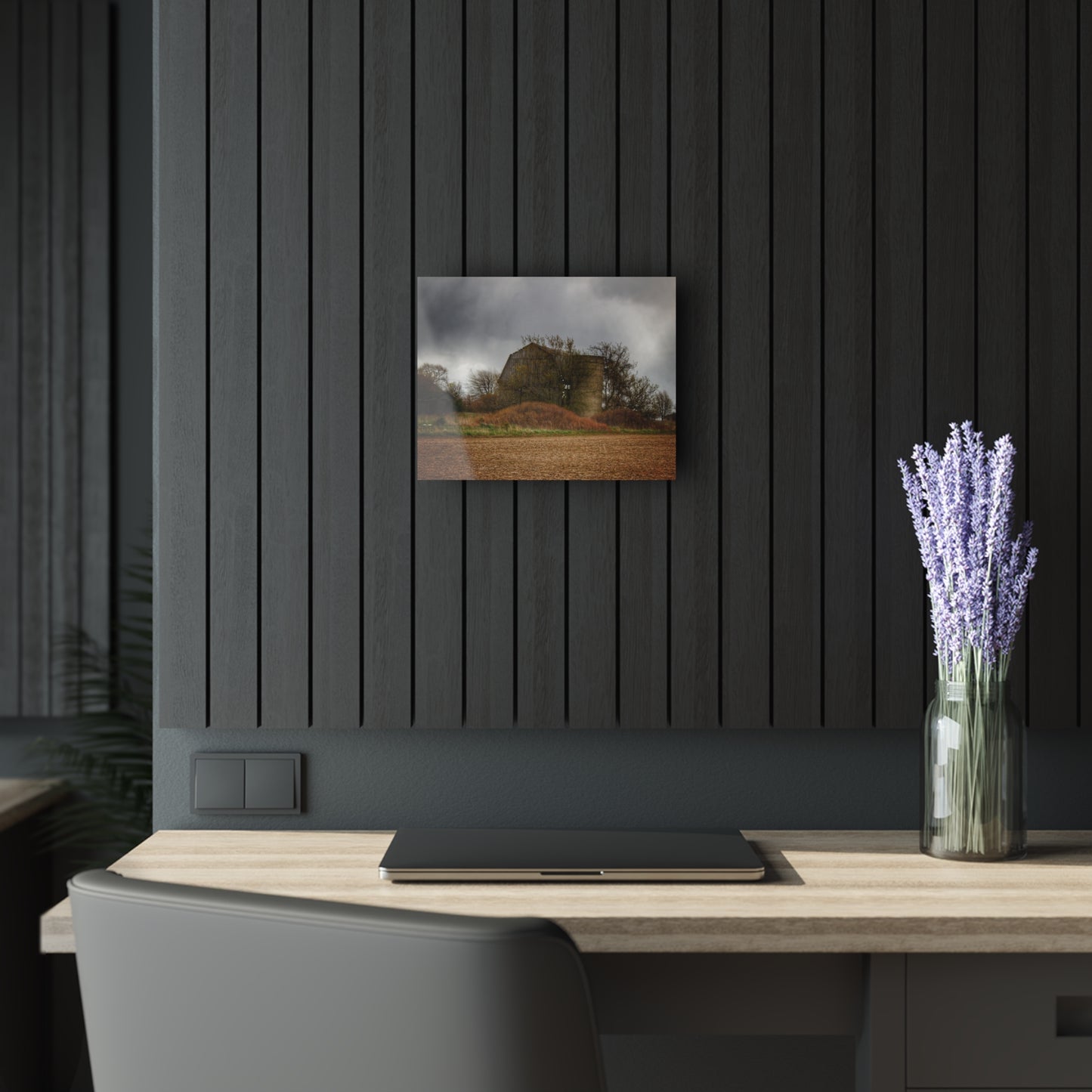 U R There Photography West Snover Grey Rustic Farmhouse Acrylic Wall Print