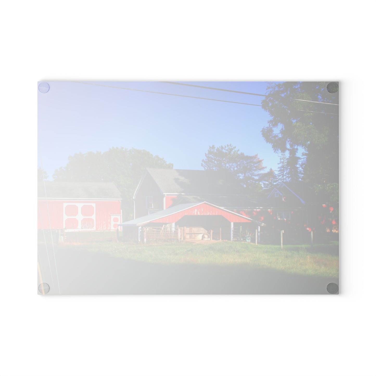 U R There Photography Rochester Road Little Red Farm Rustic Farmhouse Tempered-Glass Cutting Board