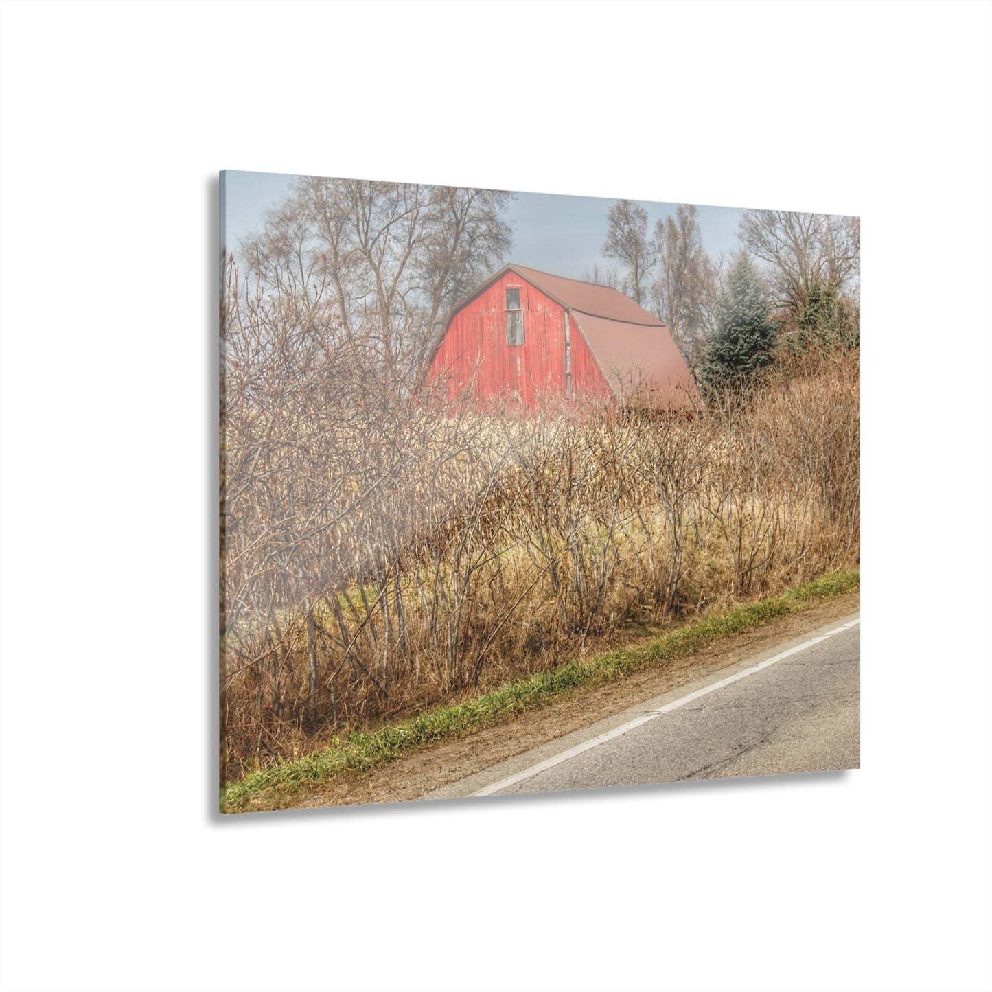U R There Photography South Lake Pleasant Road Red Rustic Farmhouse Acrylic Wall Print